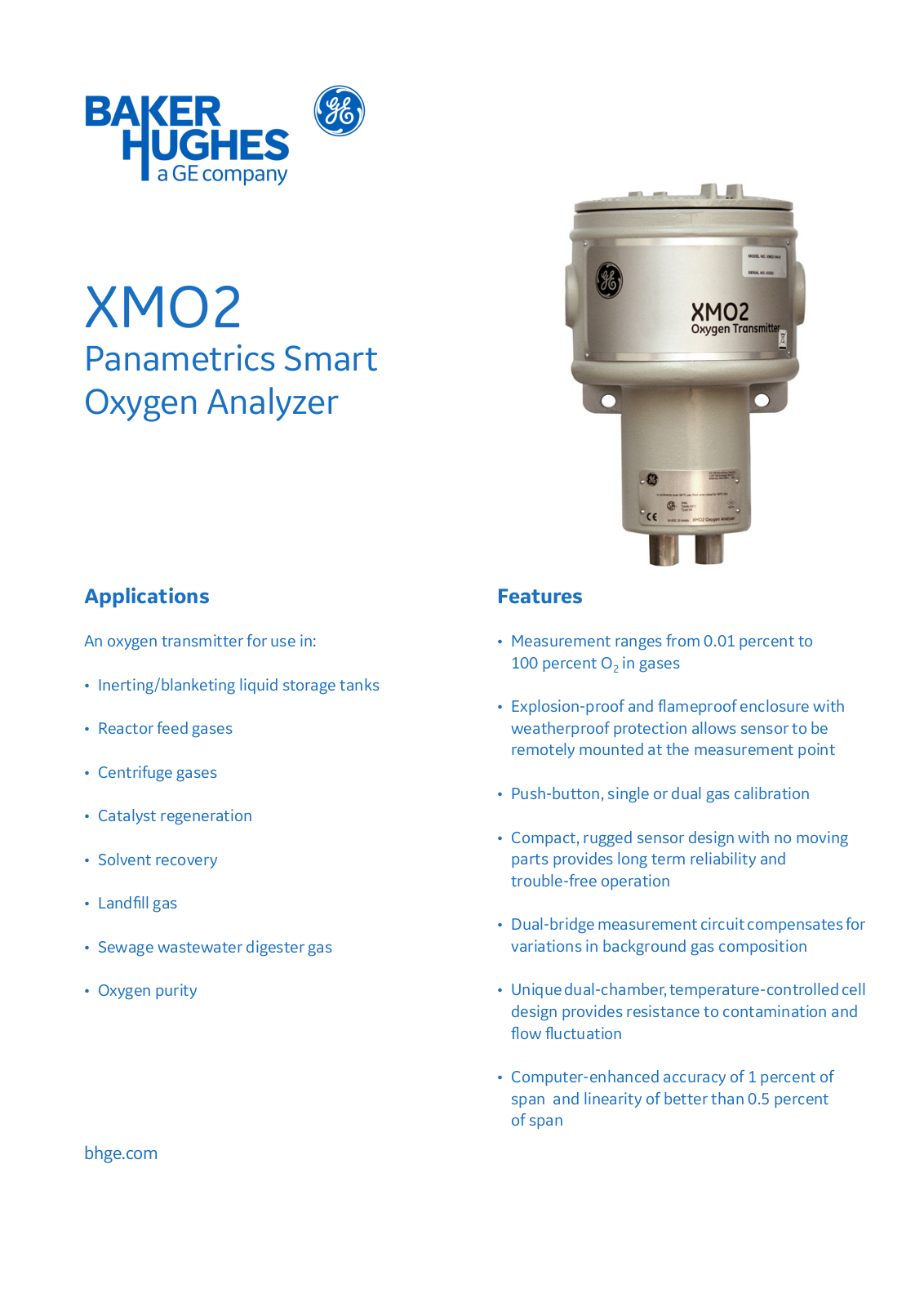 GE Sensing XMO2 Data sheet