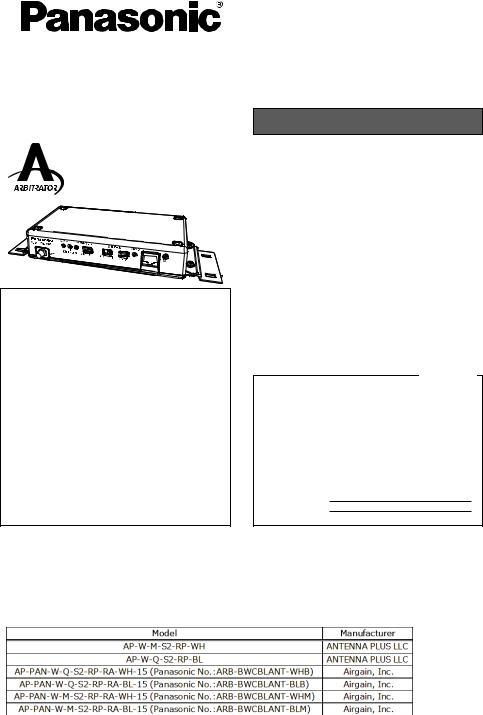 Panasonic 9TAWV-TW37003 User Manual