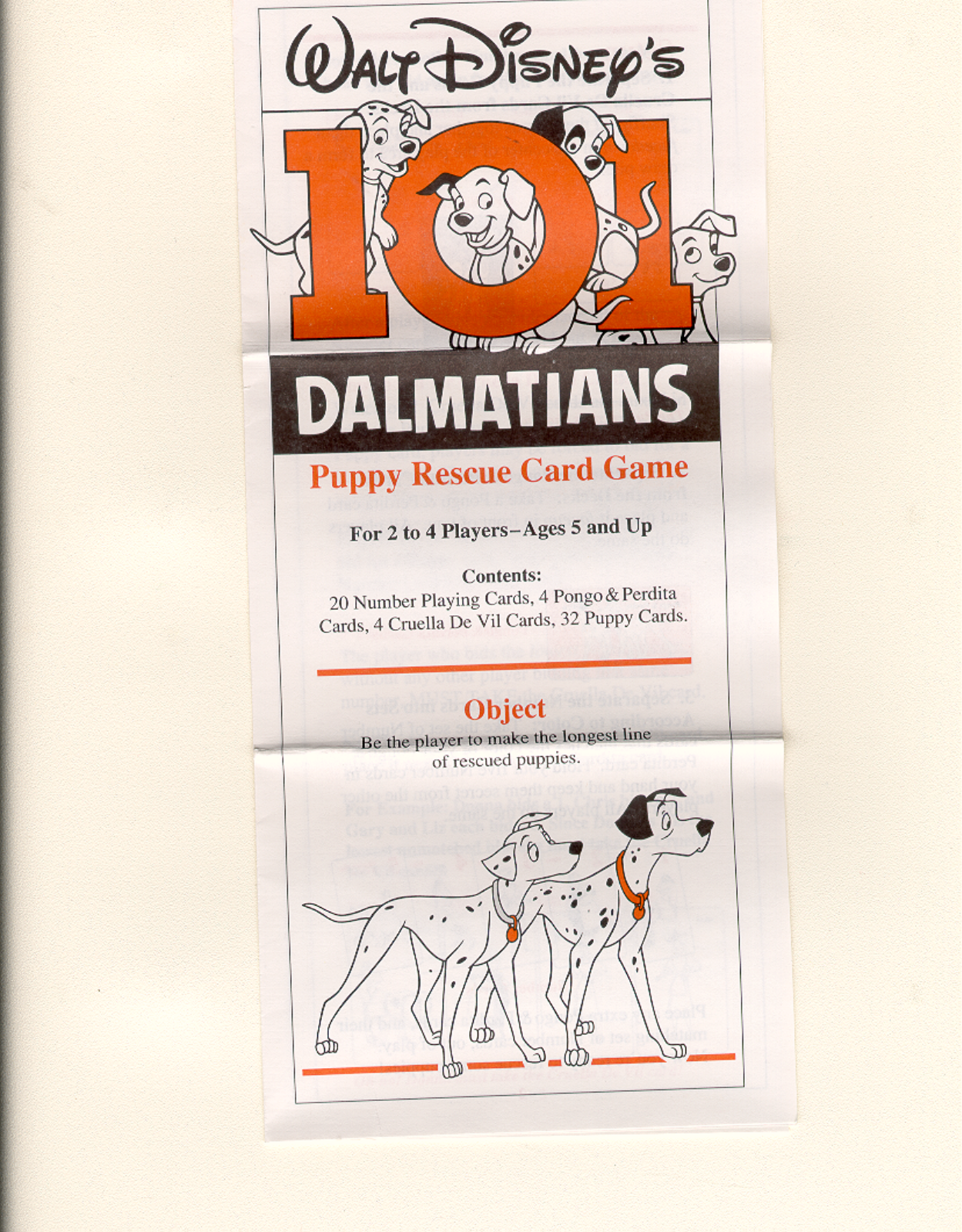 HASBRO 101 Dalmations Puppy Rescue Card Game User Manual
