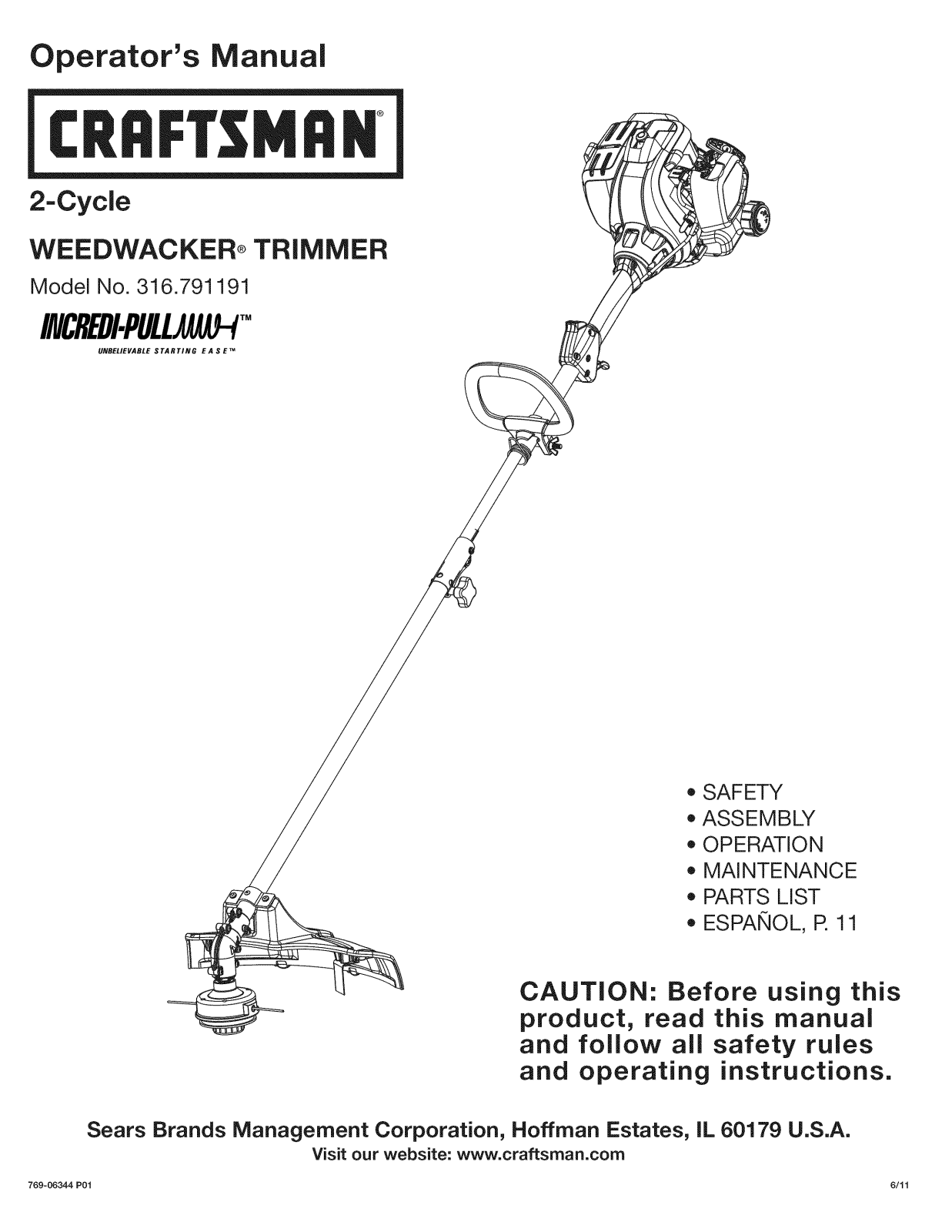 Craftsman 316791191 Owner’s Manual