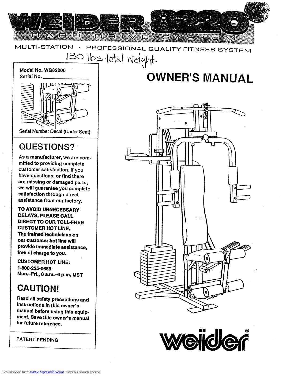 Weider WG82200 User Manual