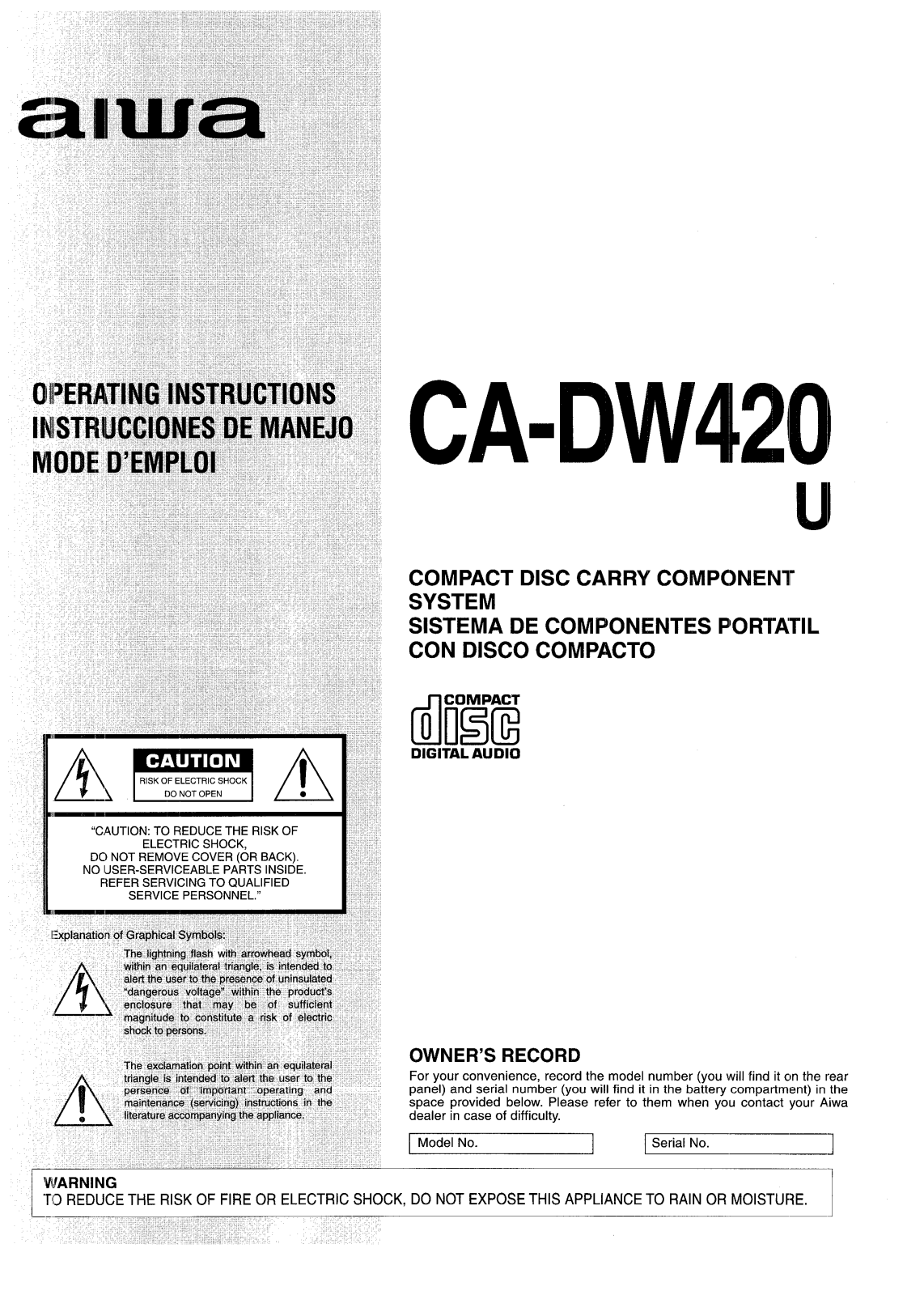 AIWA CA-DW420 Operating Instructions