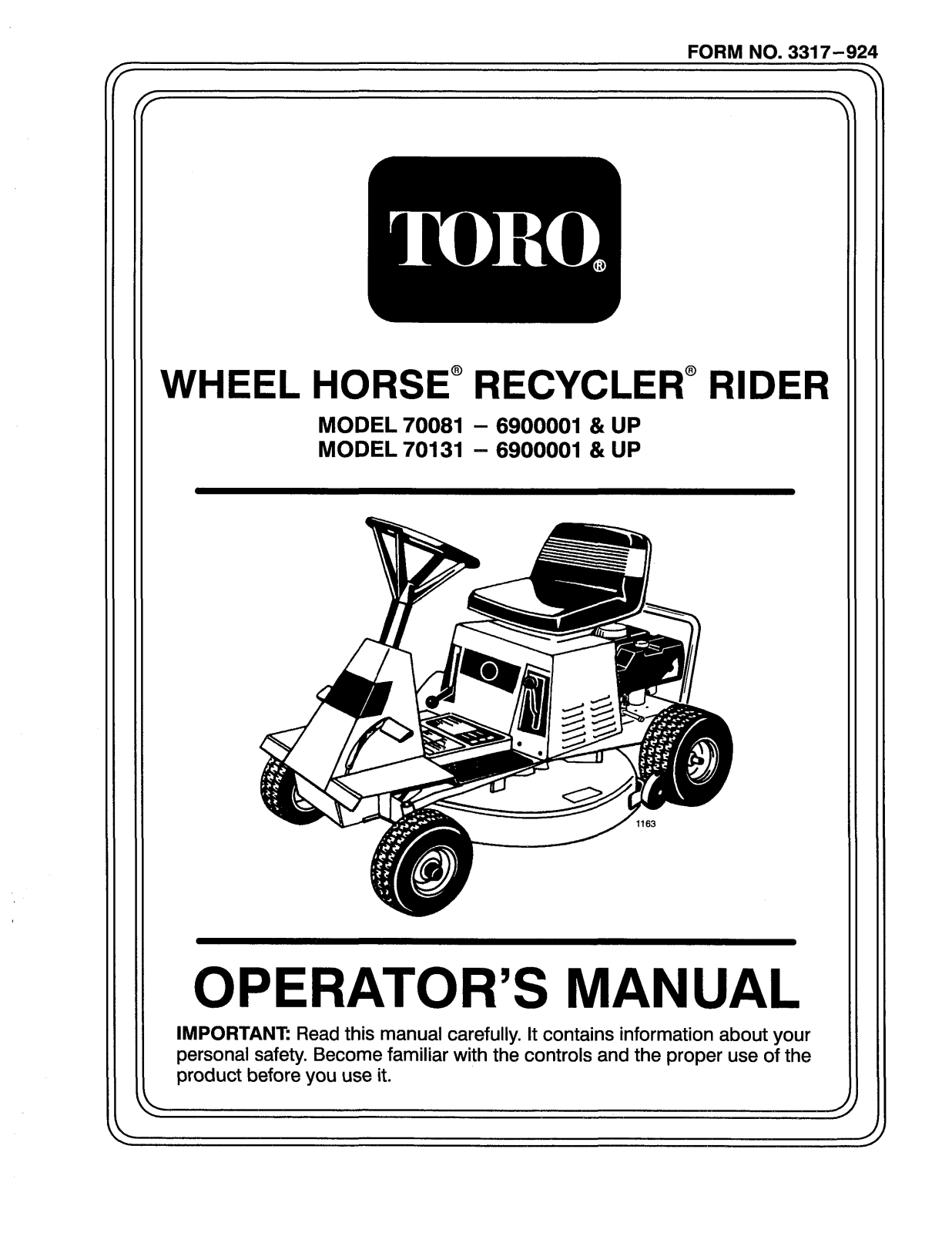 Toro 70131 Operator's Manual