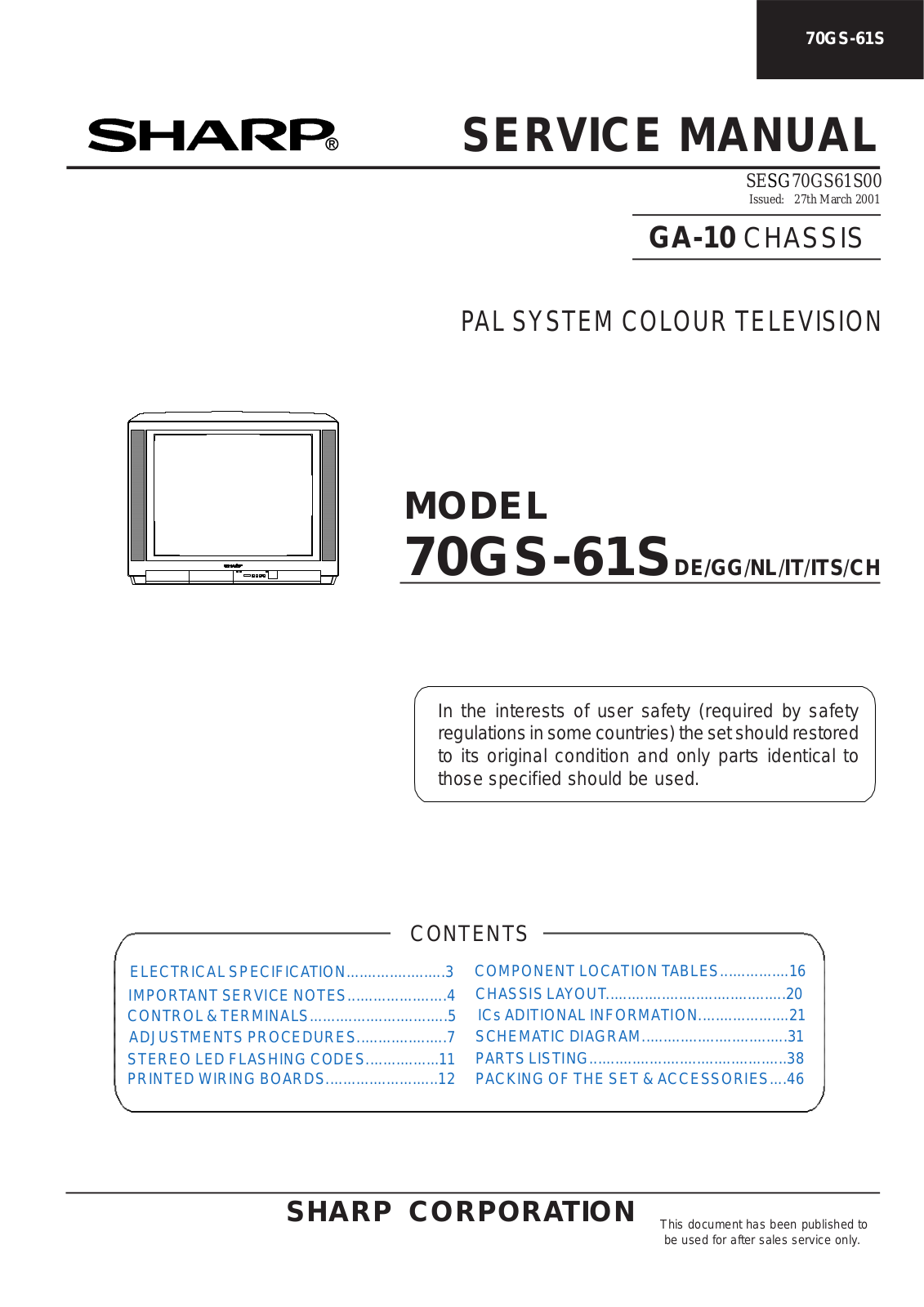 Sharp 70GS-61S Service Manual