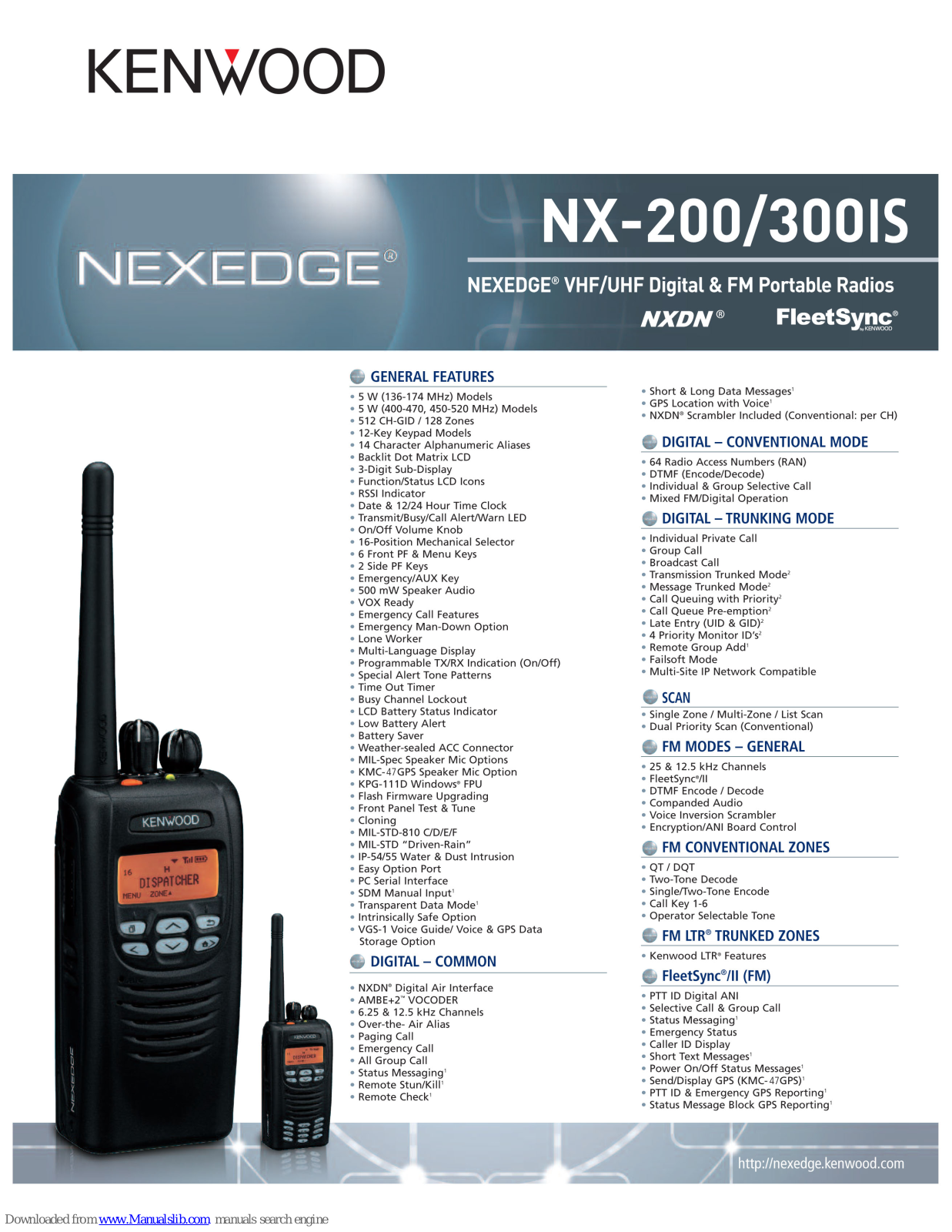 Kenwood NEXEDGE NX-200, NEXEDGE NX-300IS Specifications