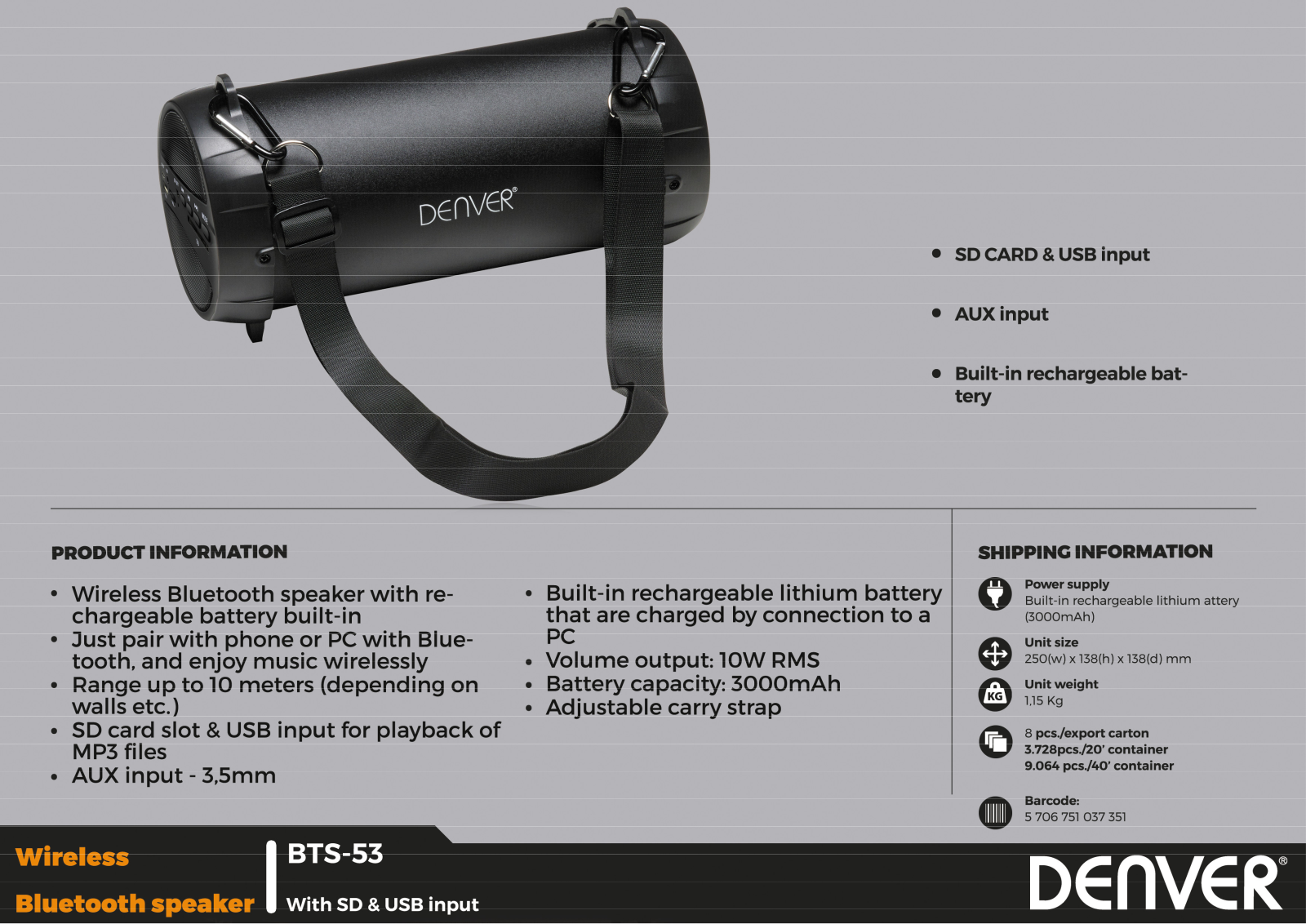 Denver BTS-53 User Manual