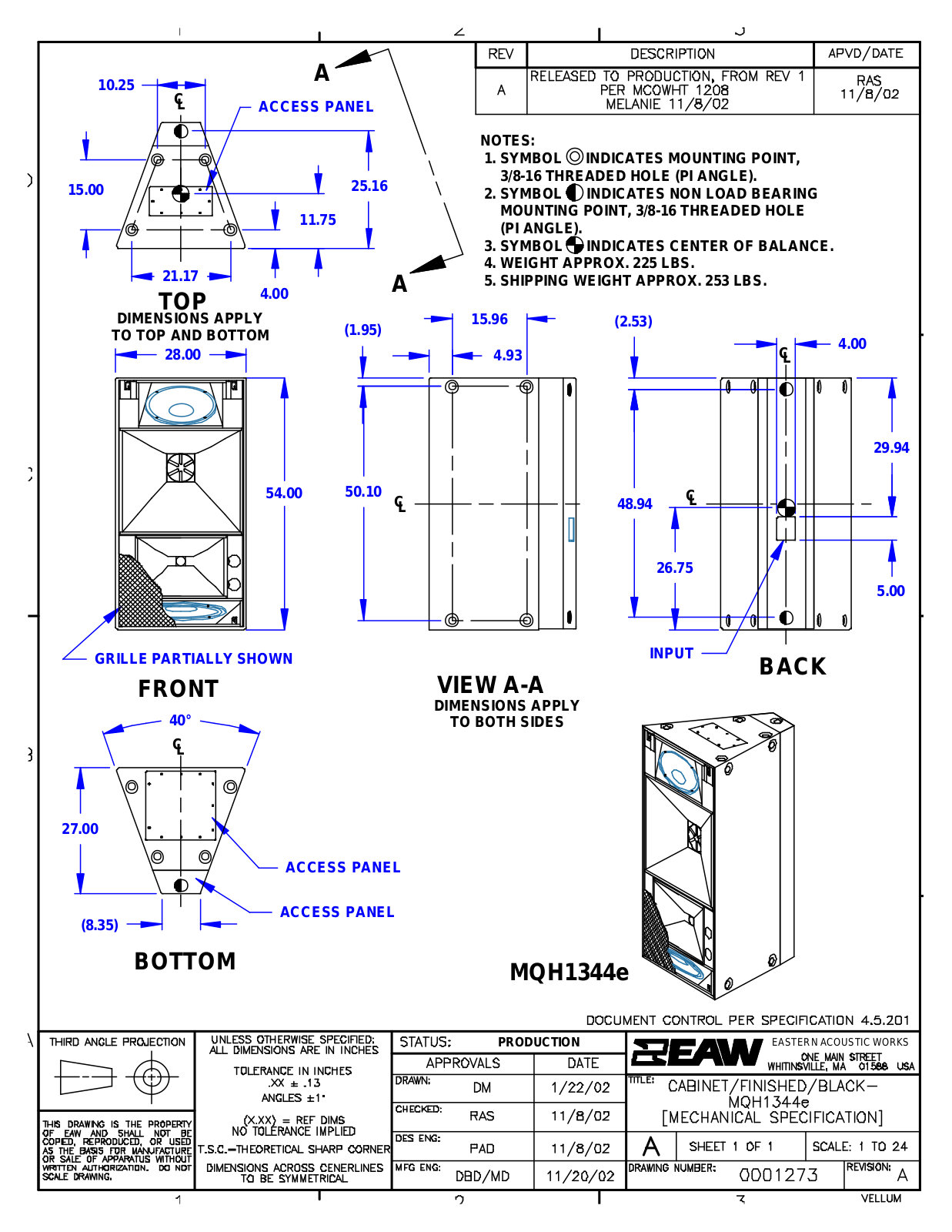 Eaw MQH1344E DIMENSIONS