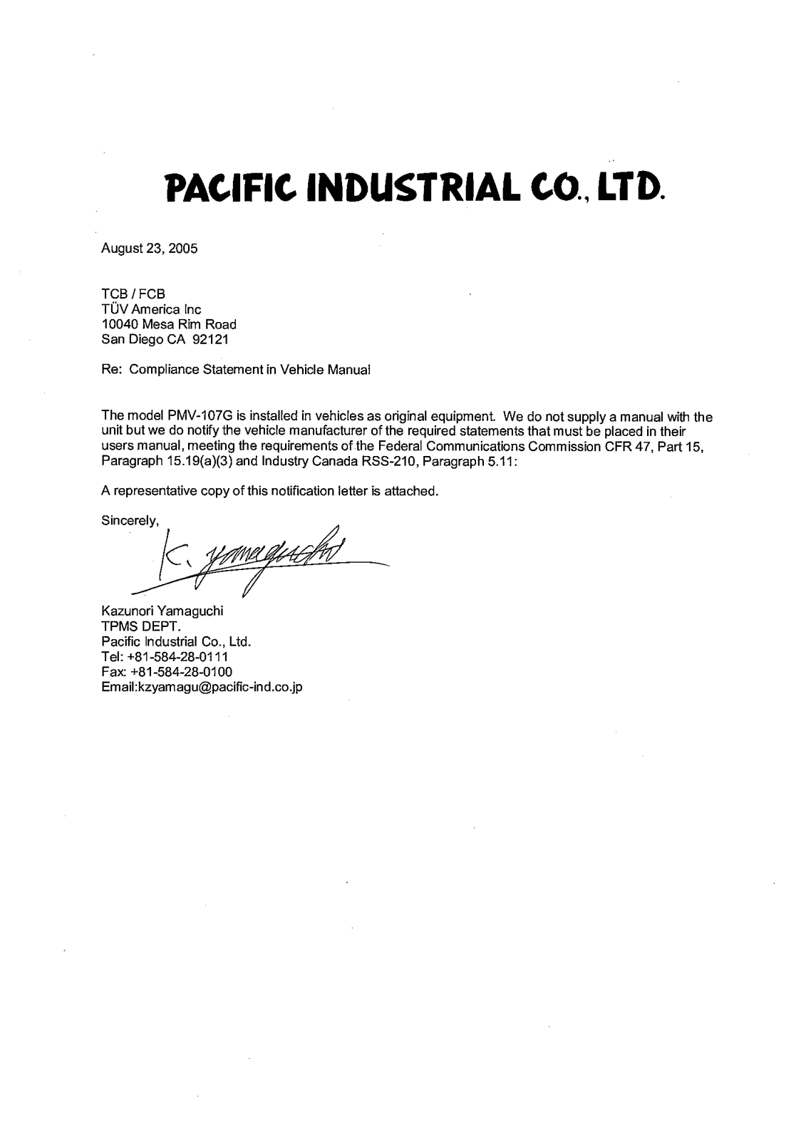 Pacific PMV107G User Manual