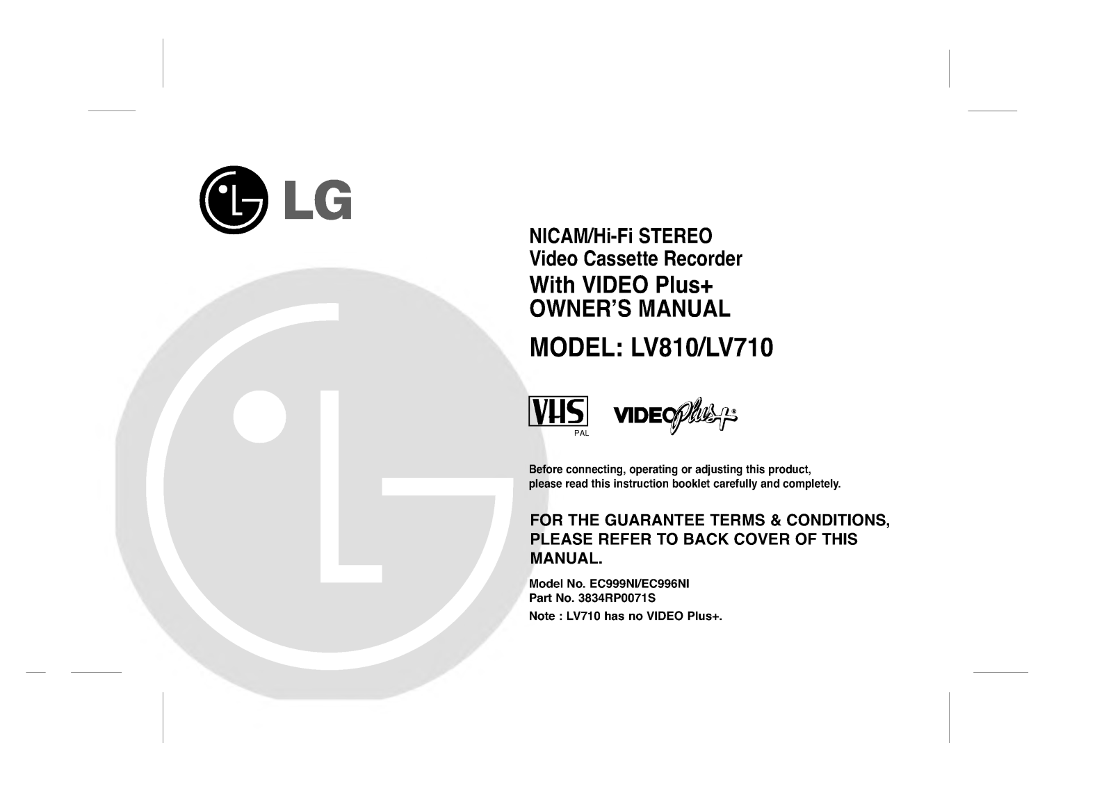 LG LV710 Manual