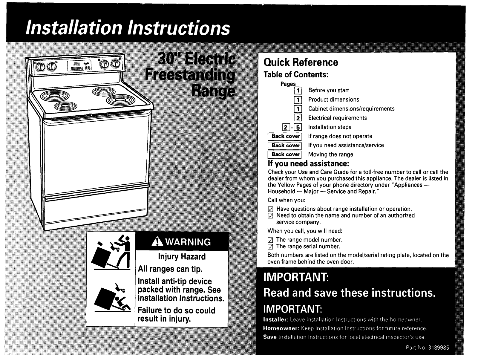 Whirlpool RF302BXYN0, RF302BXYW0, RF302BXYQ0, RF302BXYG0 Installation Guide - ManualMachine.com