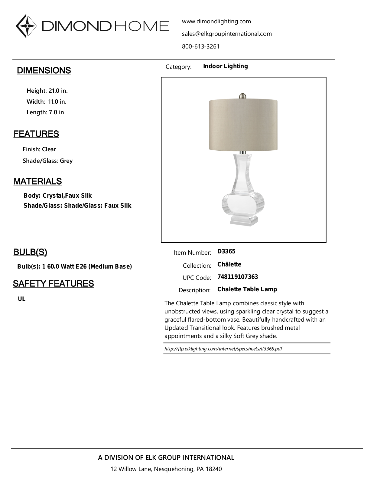 ELK Home D3365 User Manual