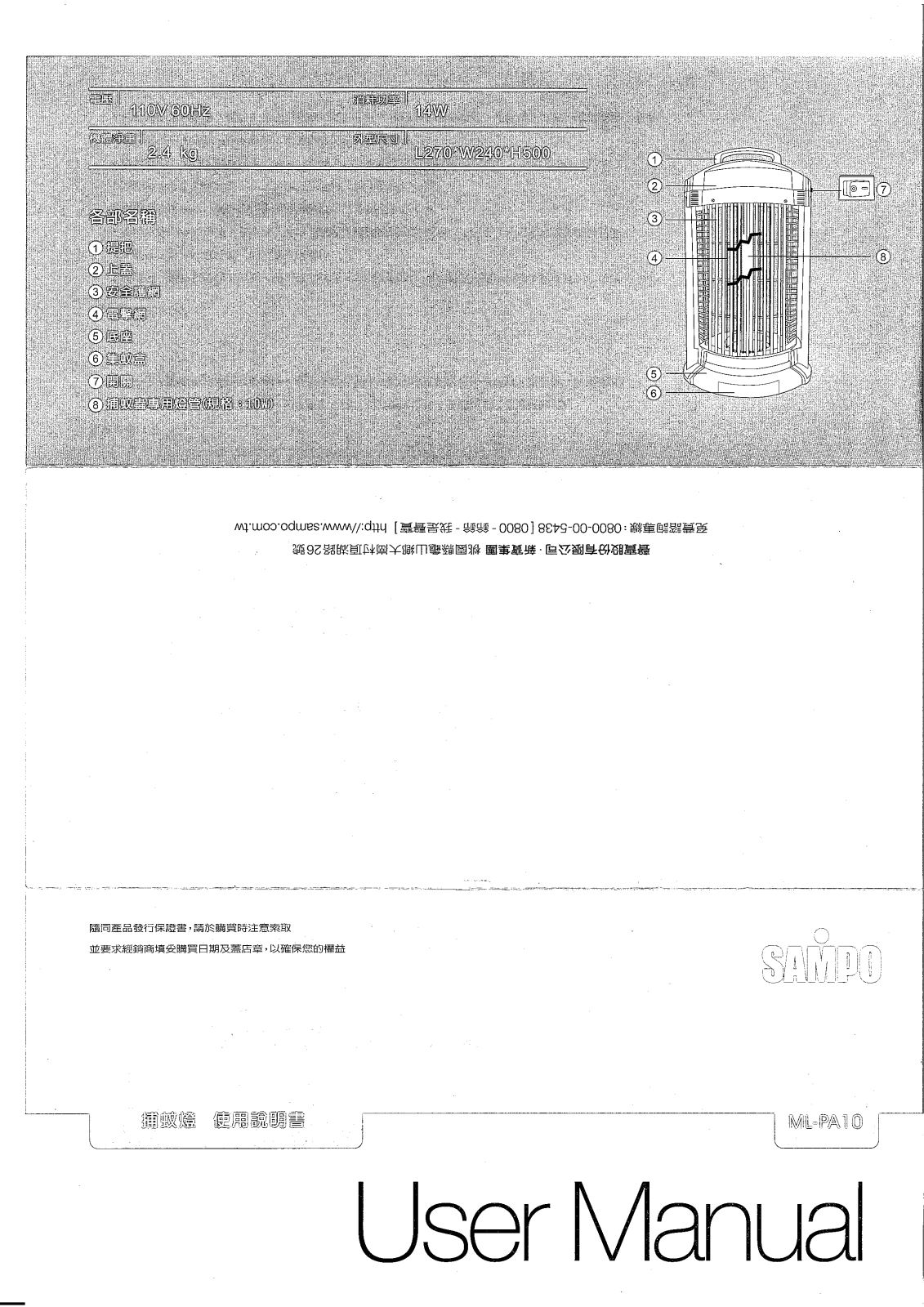 SAMPO ML-PA10 User Manual