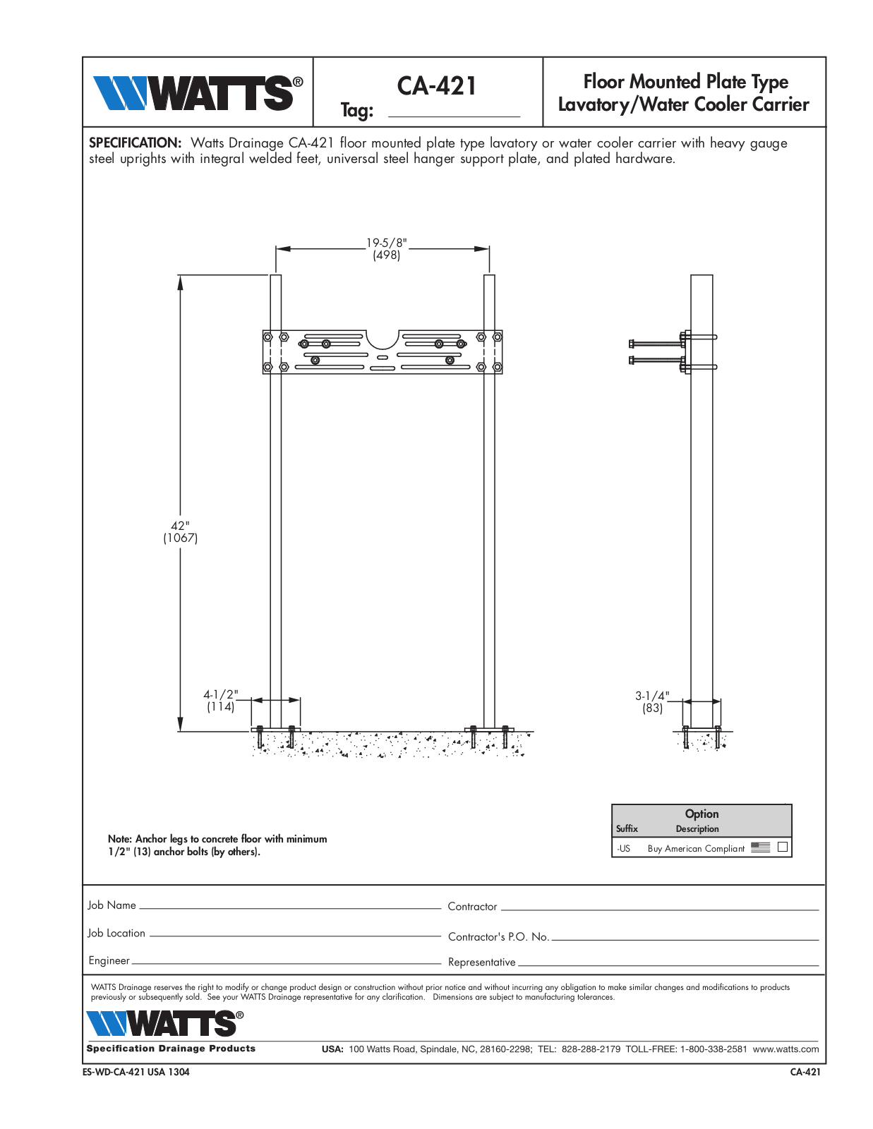 Watts CA-421 User Manual