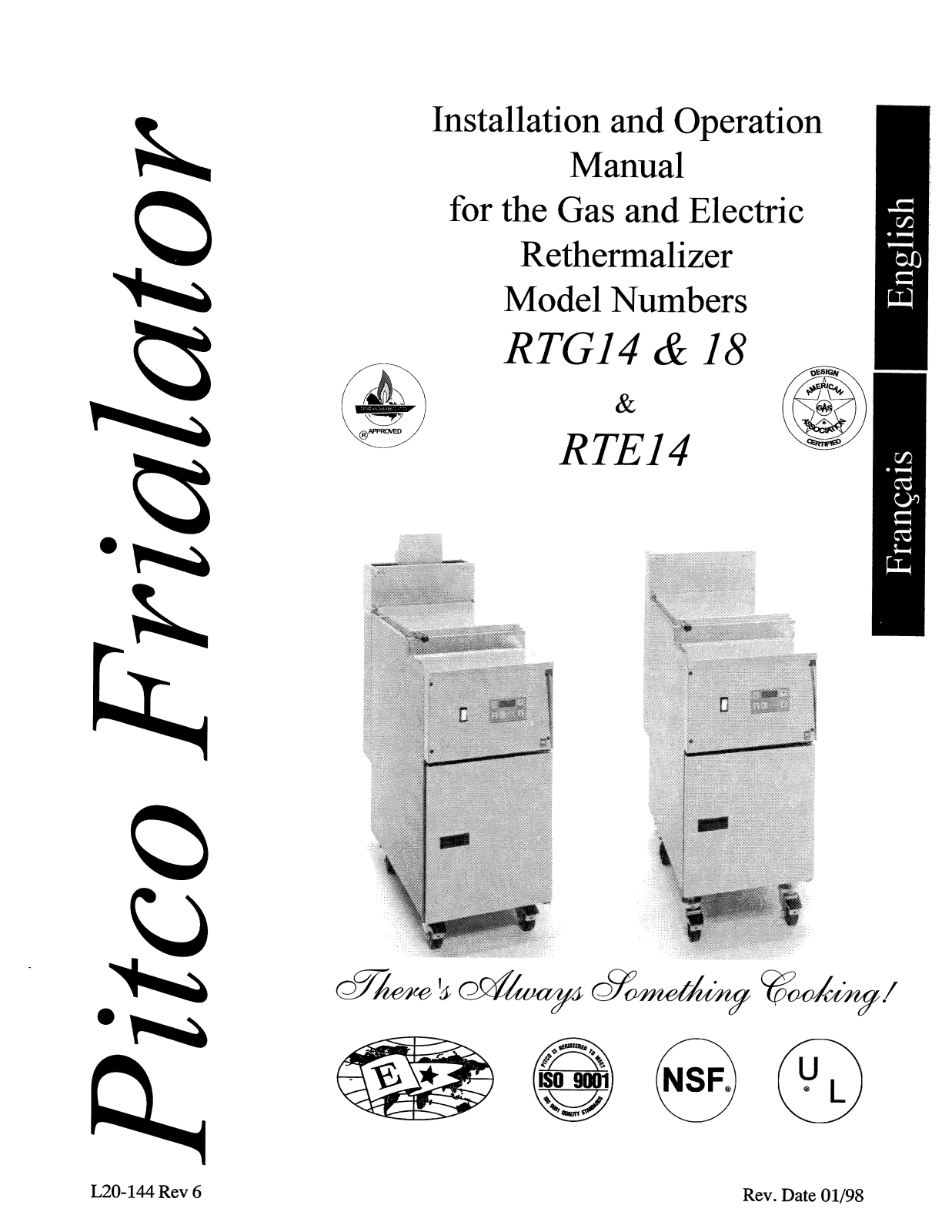 Pitco Frialator RTE14, RTG14, RTG18 User Manual