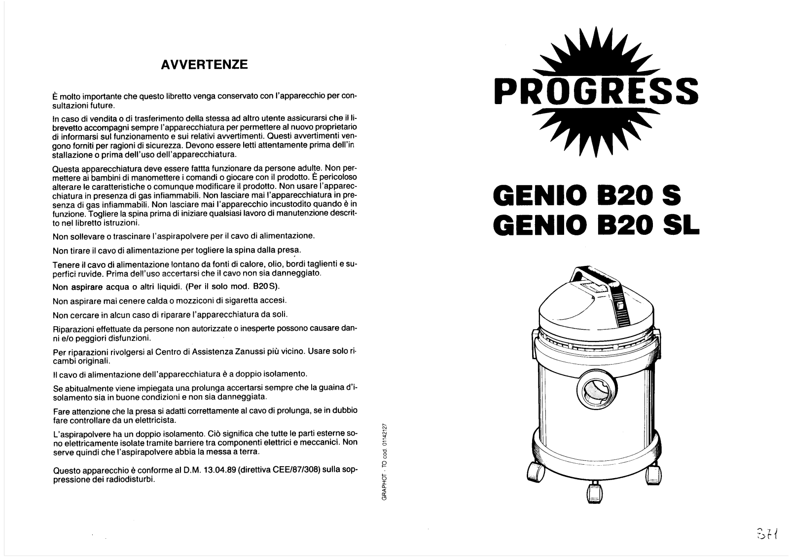 Progress Genio B20SL, Genio B20S User Manual