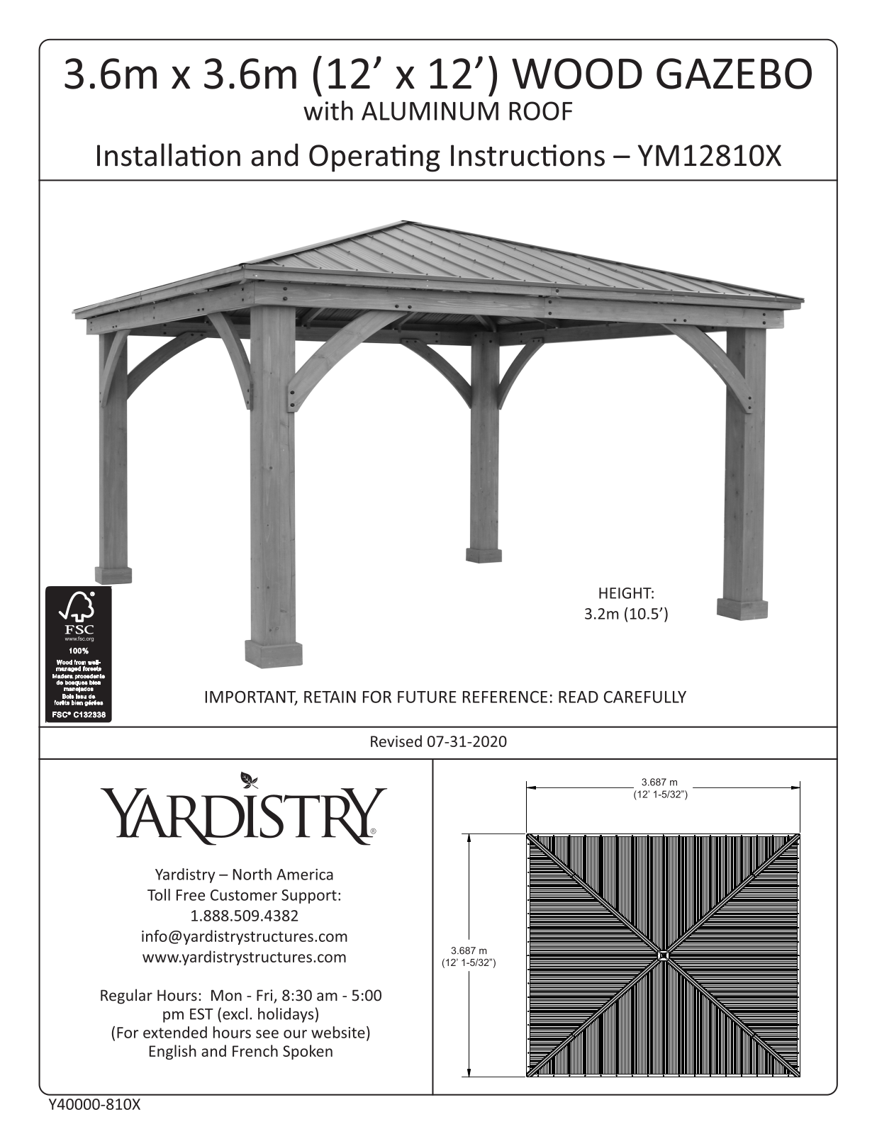 YARDISTRY YM12810X Installation Manual