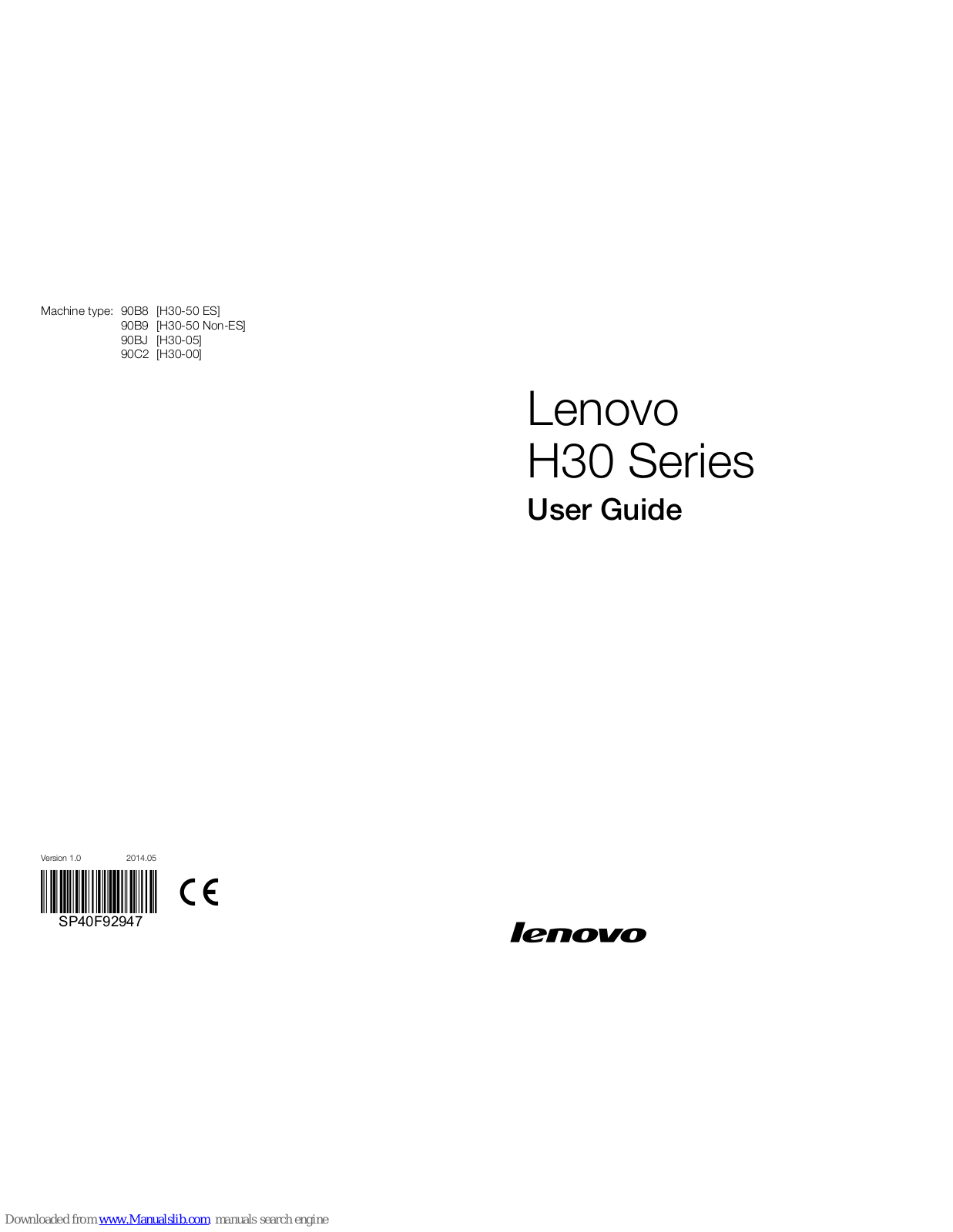 Lenovo H30 Series, H30-50 ES, H30-50 Non-ES, H30-05, H30-00 User Manual