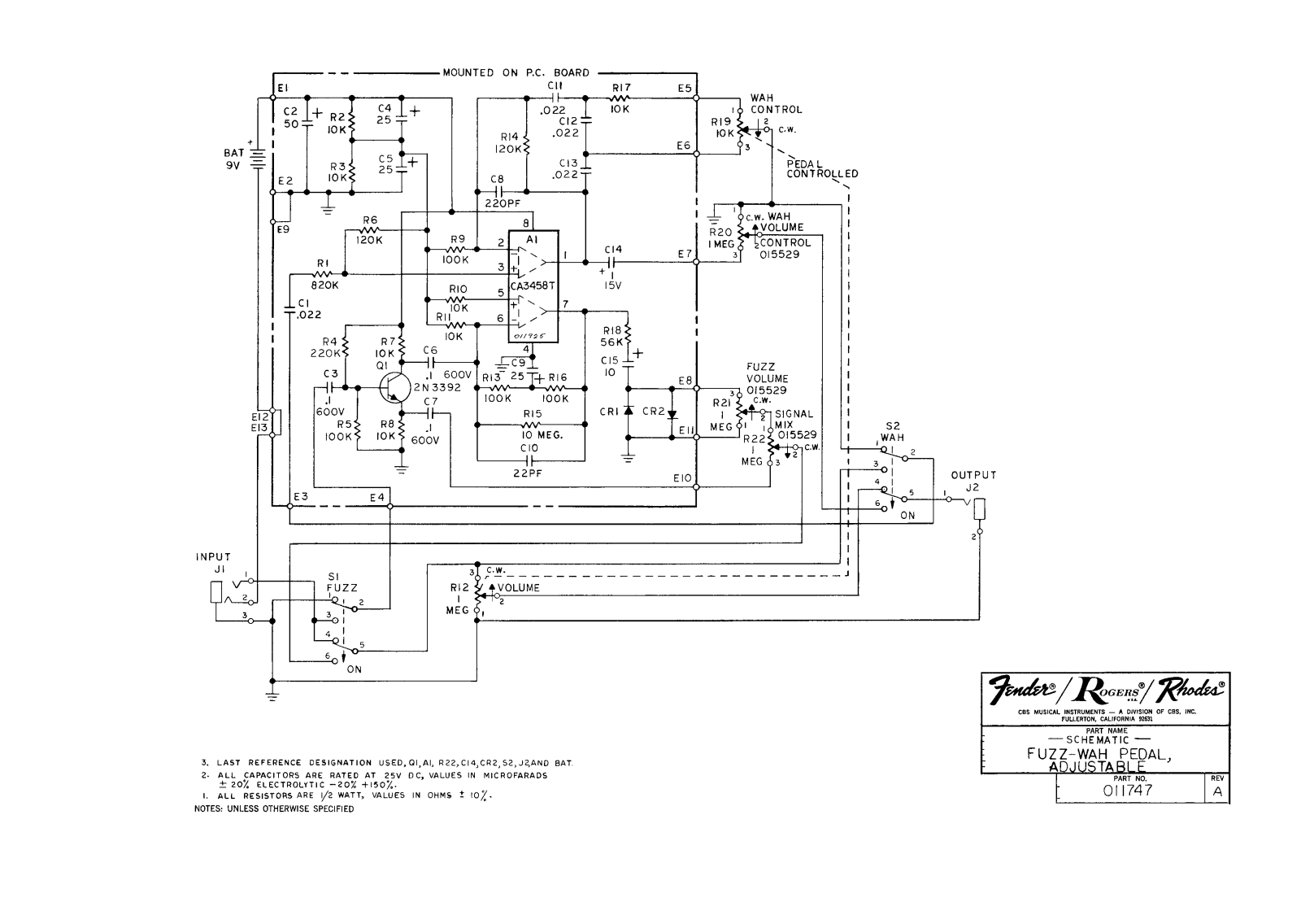 Fender FUZZ-WAH Schematic