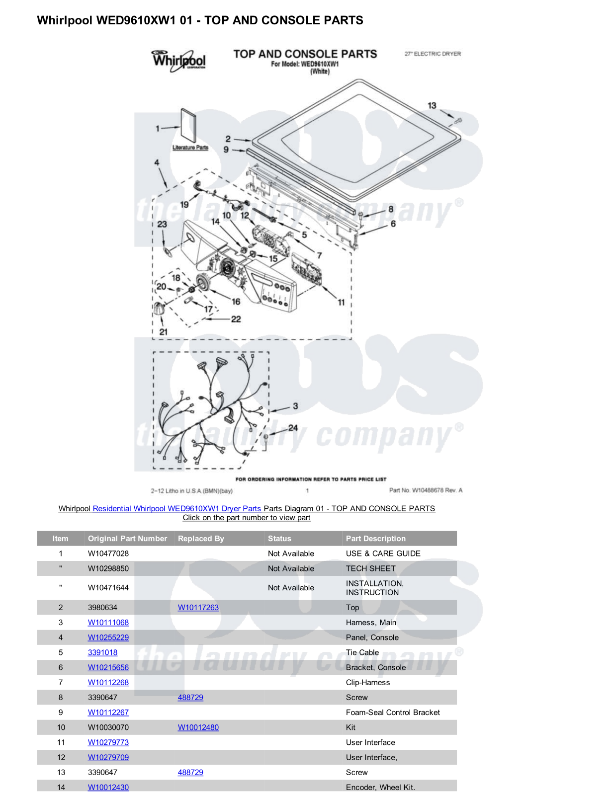 Whirlpool WED9610XW1 Parts Diagram