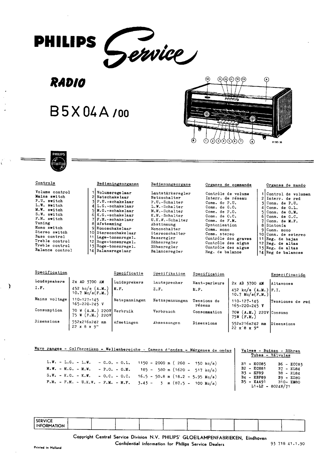 Philips B-5-X-04-A Service Manual