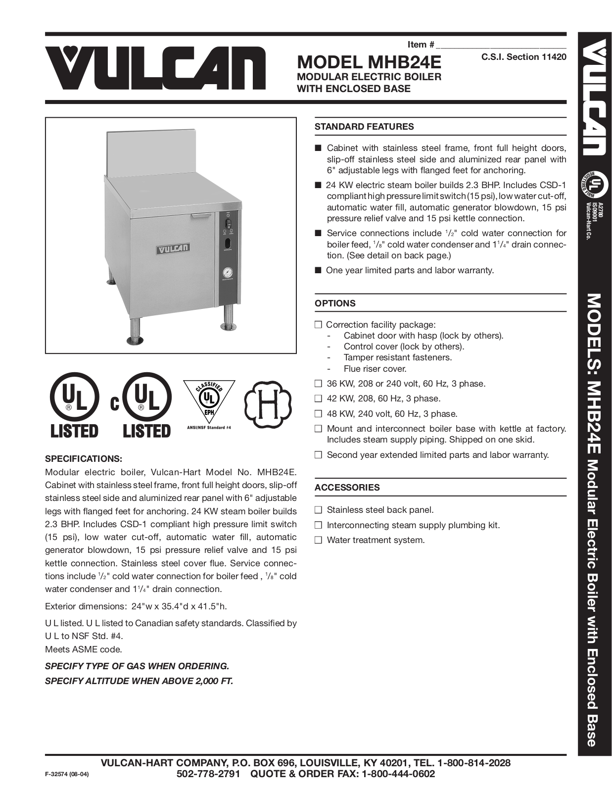 Vulcan MHB24E User Manual