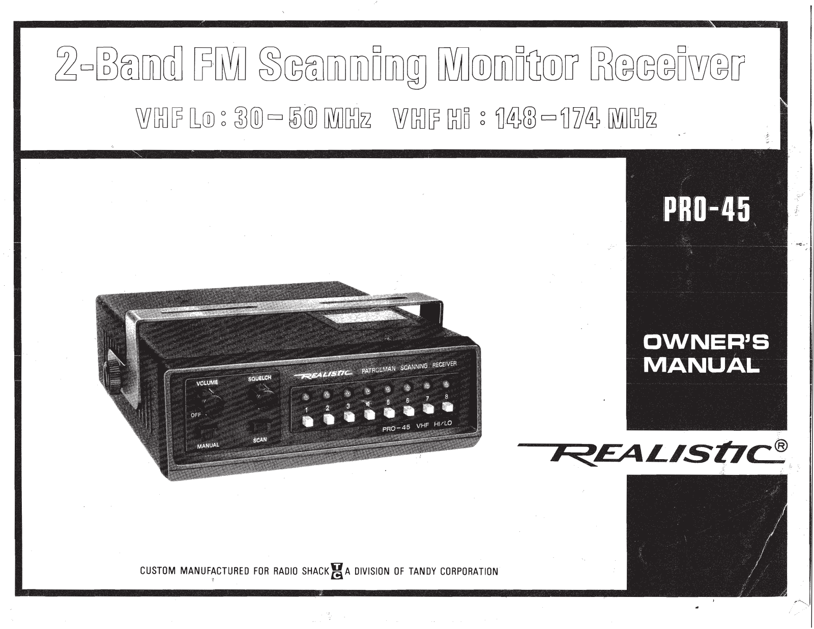 Realistic   RadioShack PRO-45 Owner Manual