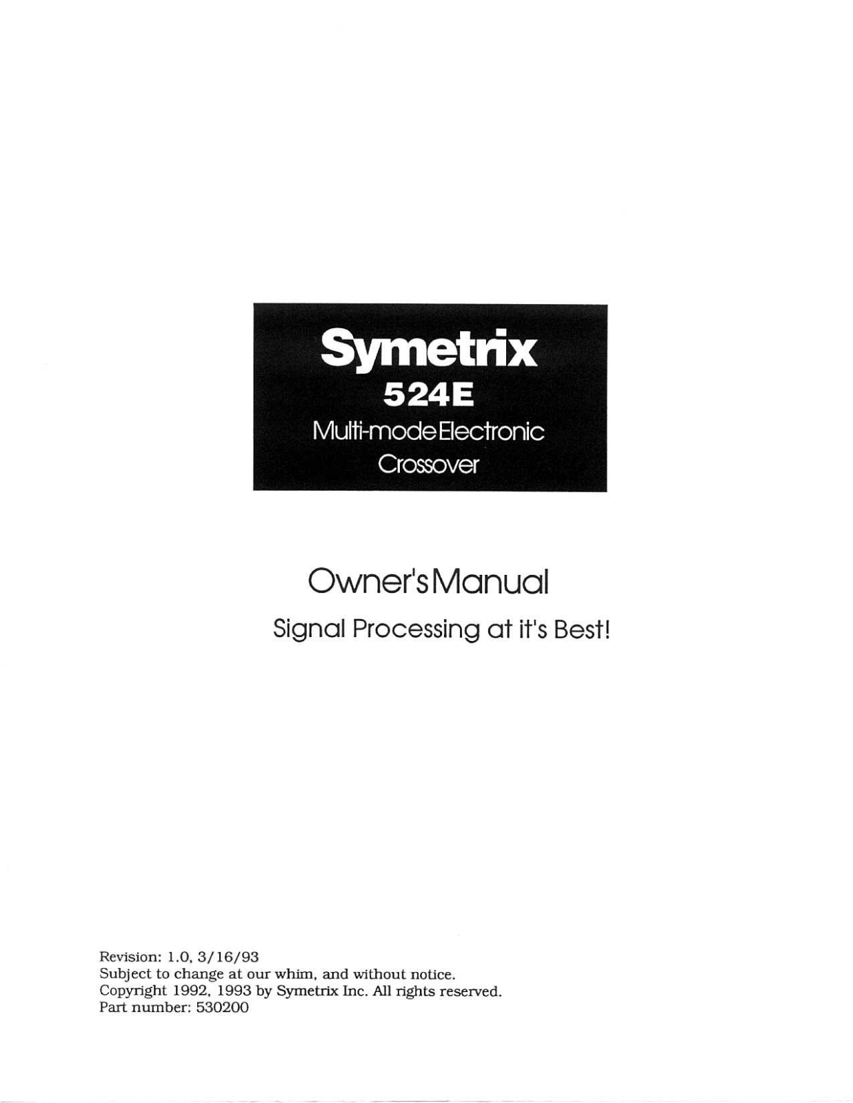 Symetrix 524E Service manual