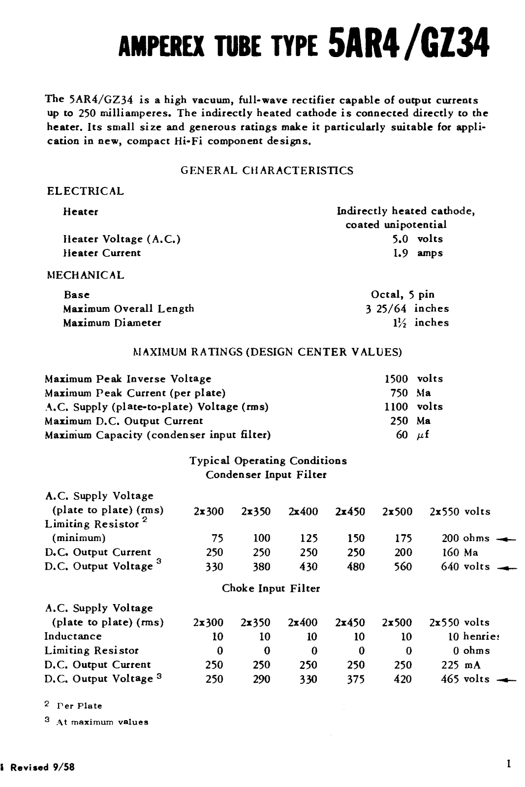 Philips 5ar4, gz34 DATASHEETS