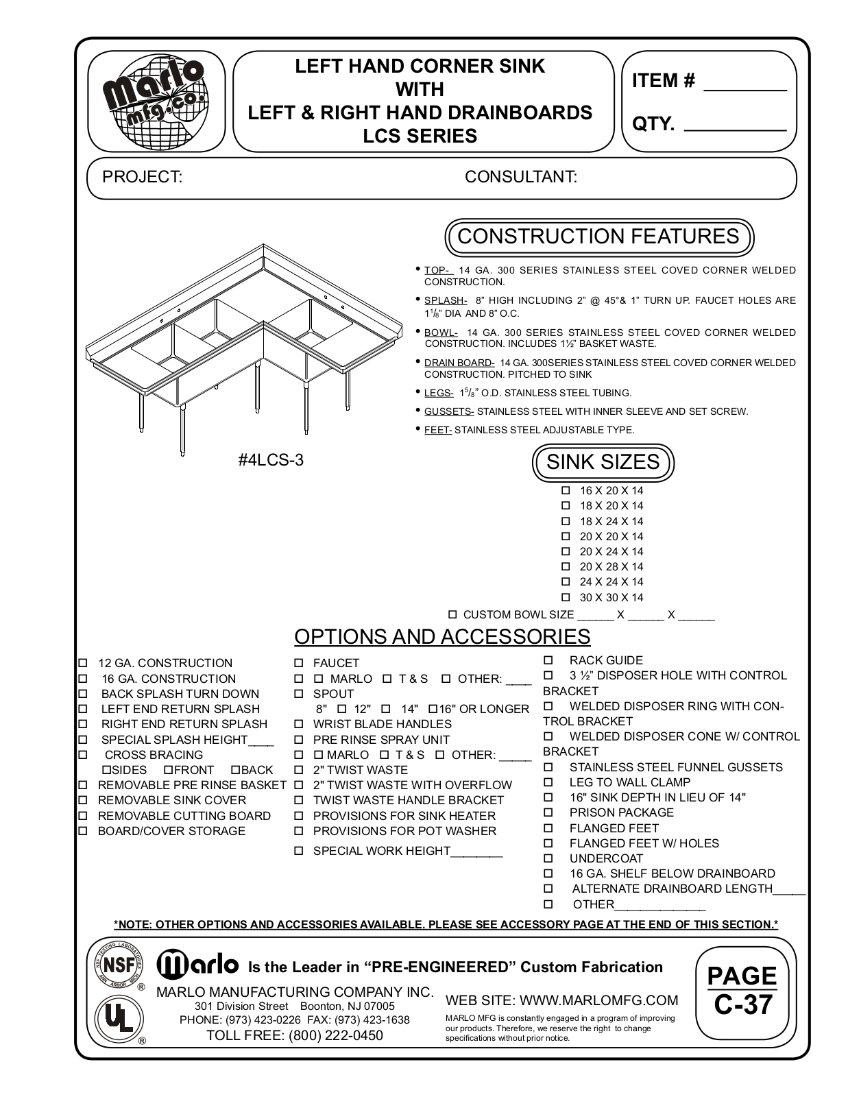 Marlo 4LCS-3-1620-5959 User Manual