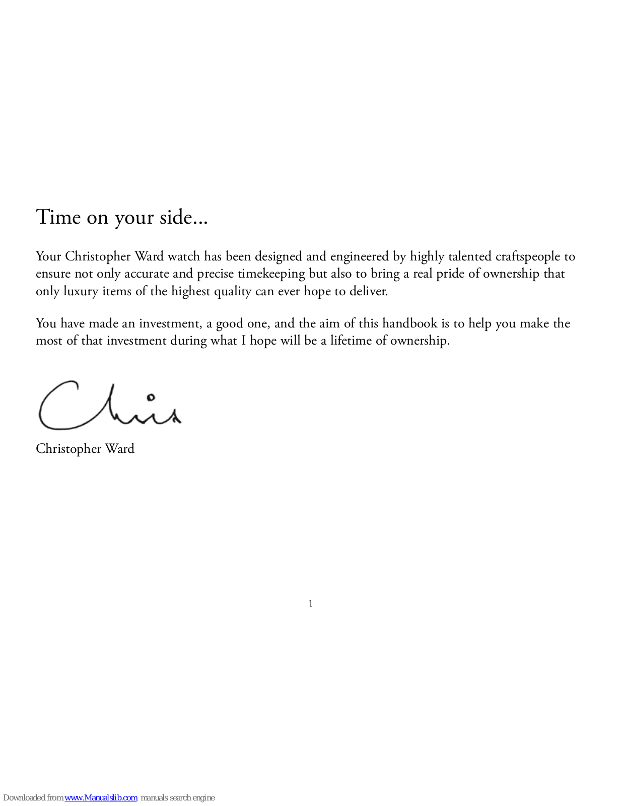 Christopher Ward C8 Pilot, C15 Automatic User Manual - ManualMachine.com