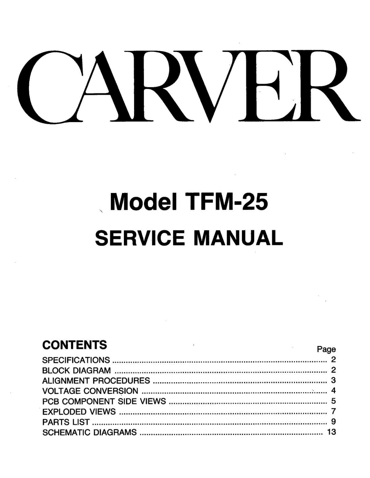 Carver TFM-25 Service manual