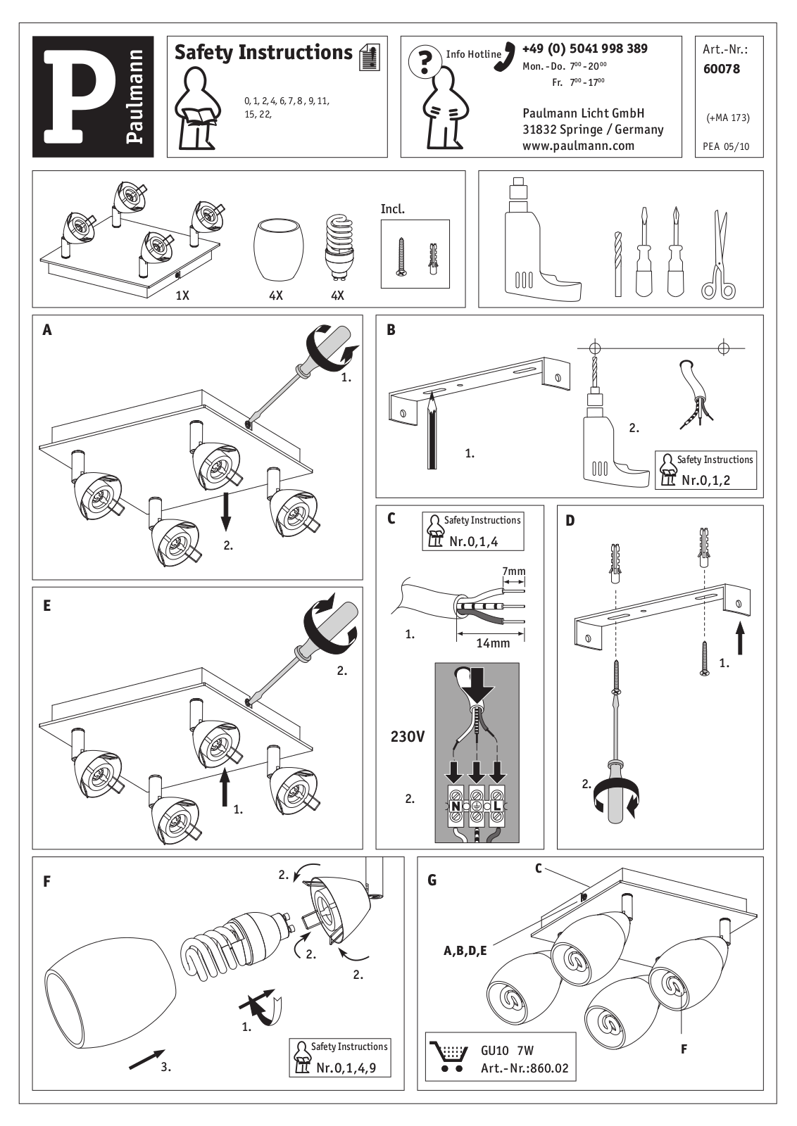 Paulmann 60078 Safety instructions