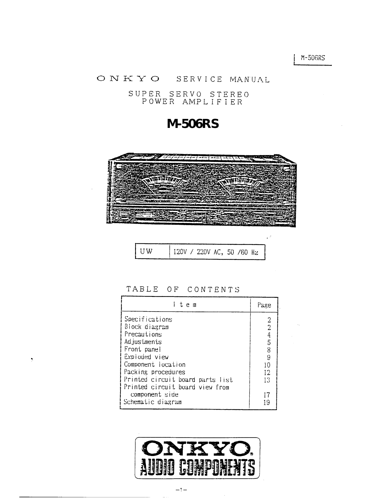 Onkyo M-506-RS Service manual