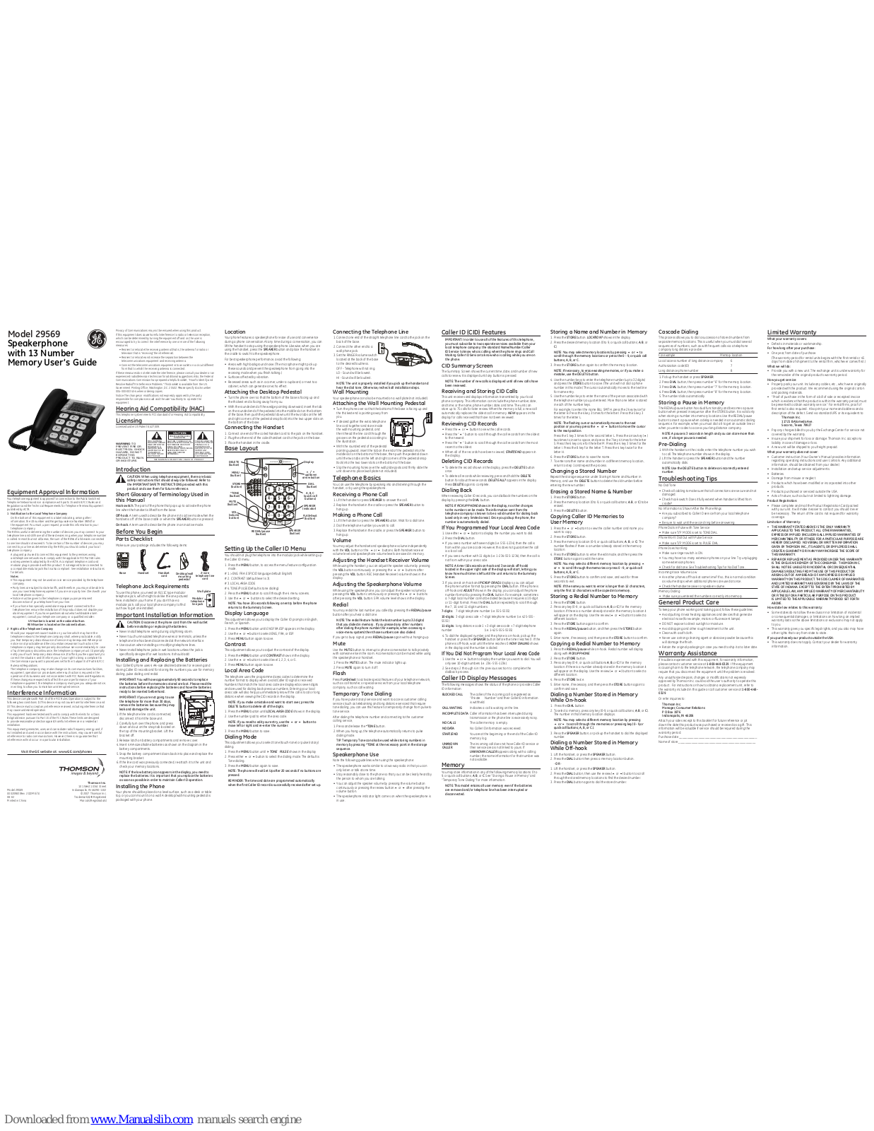 GE 29569GE1 User Manual