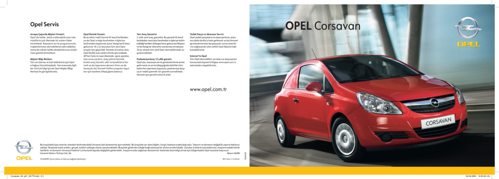 Opel CORSA VAN BROCHURE