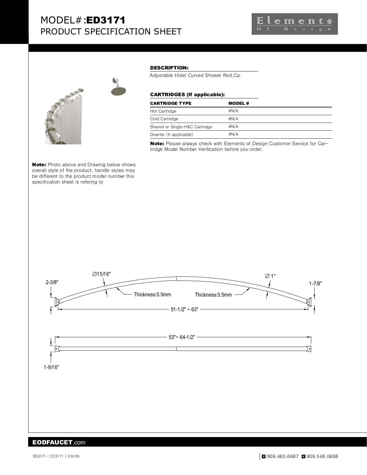 Elements of Design EDE1759 Specification Sheet - ManualMachine.com