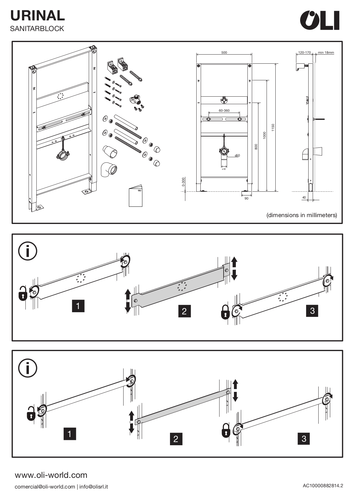 OLI URINAL SANITARBLOCK Installation guide