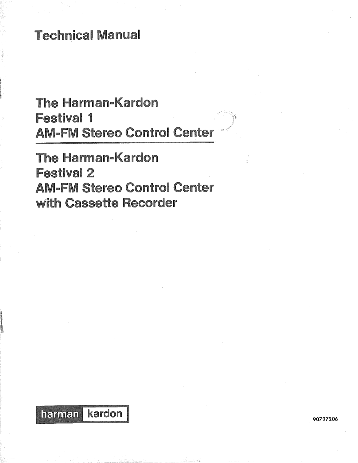 Harman Kardon Festival 1, Festival 2 Service manual