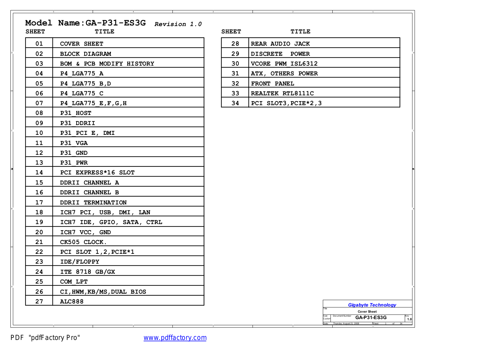 Gigabyte GA-P31-ES3G_10C Schematics