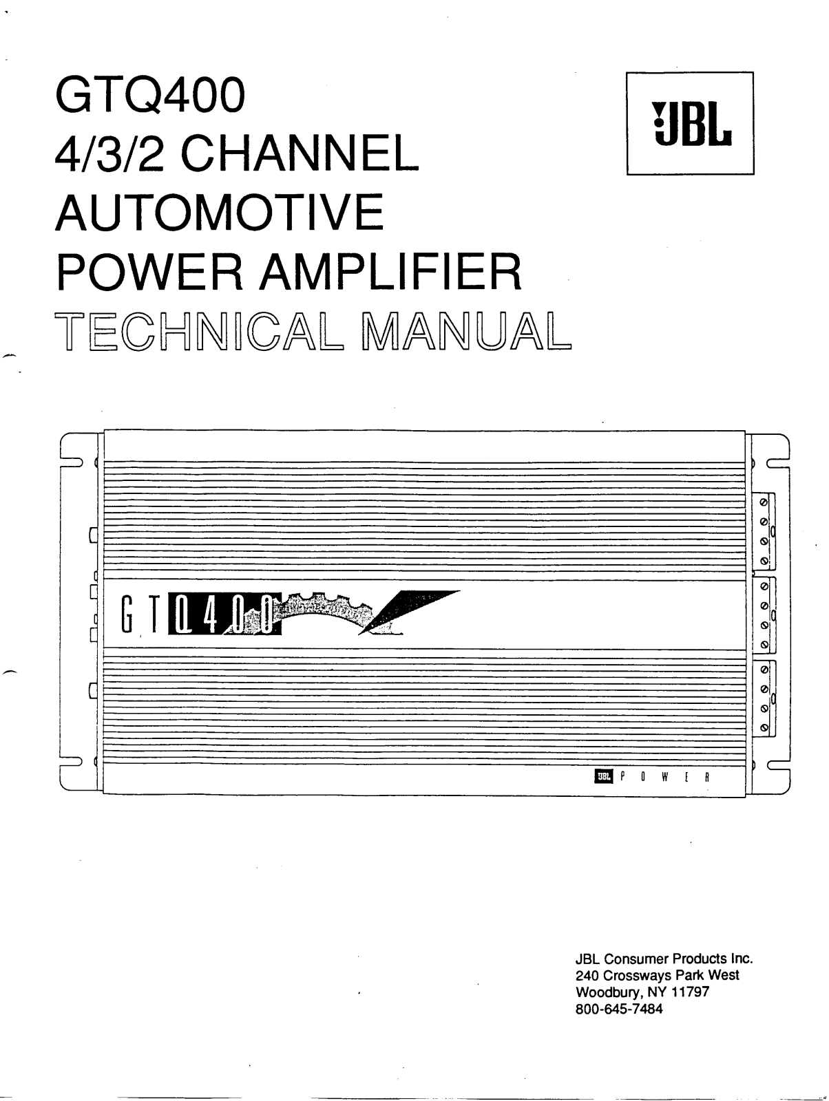 JBL GTQ-400 Service manual