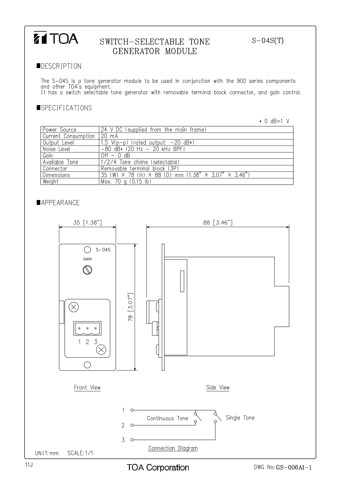 TOA S-04S T User Manual