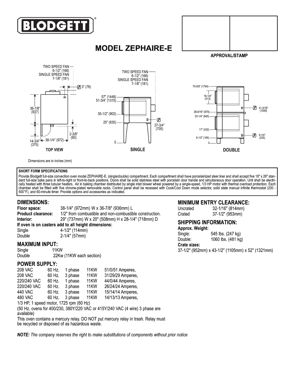 Blodgett Zephaire-E General Manual