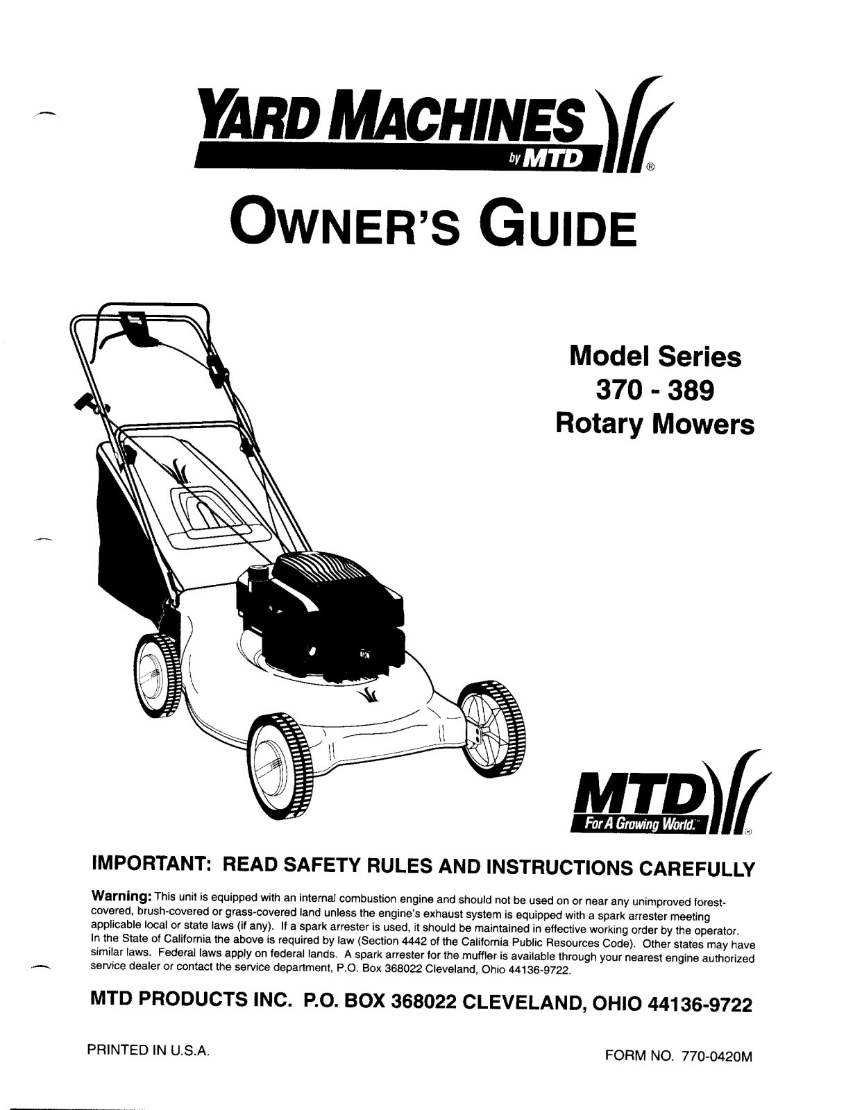 MTD 370-389 User Manual