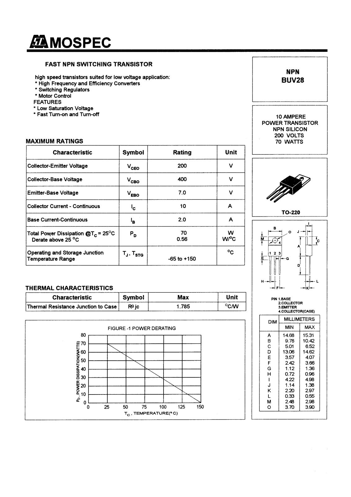 MOSPEC BUV28 Datasheet