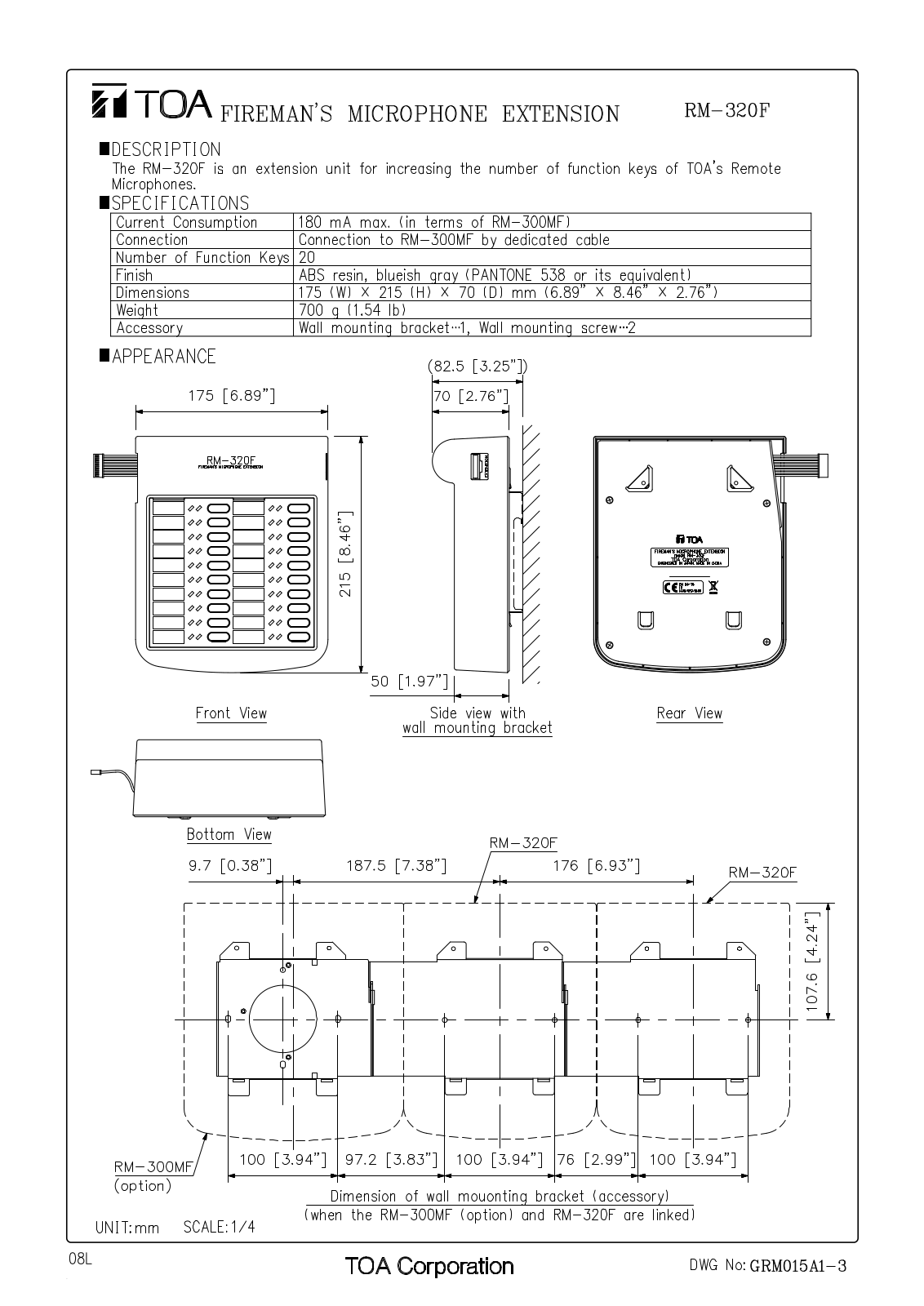 TOA RM-320F User Manual