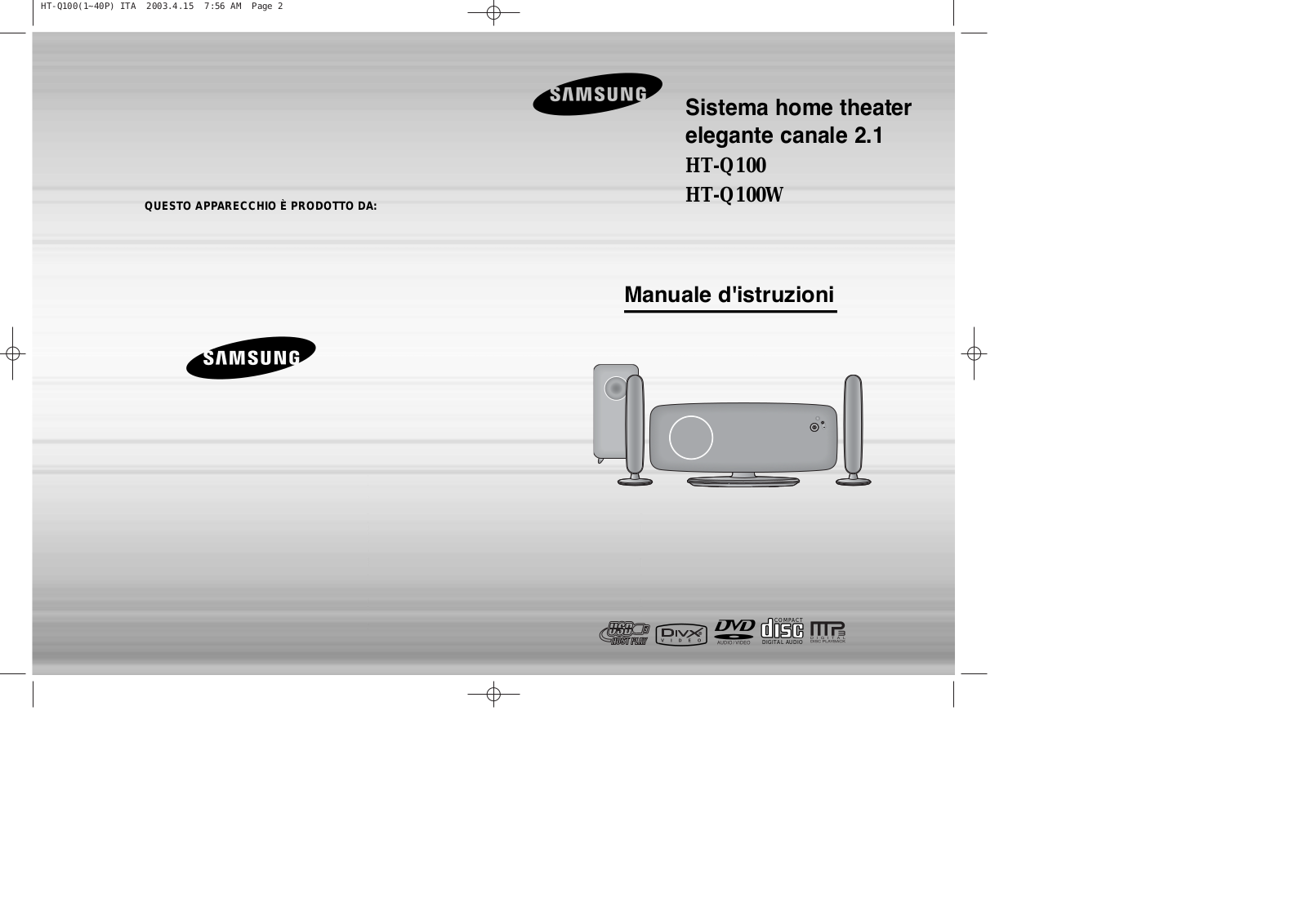 Samsung HT-Q100T, HT-XQ100, HT-Q100 User Manual