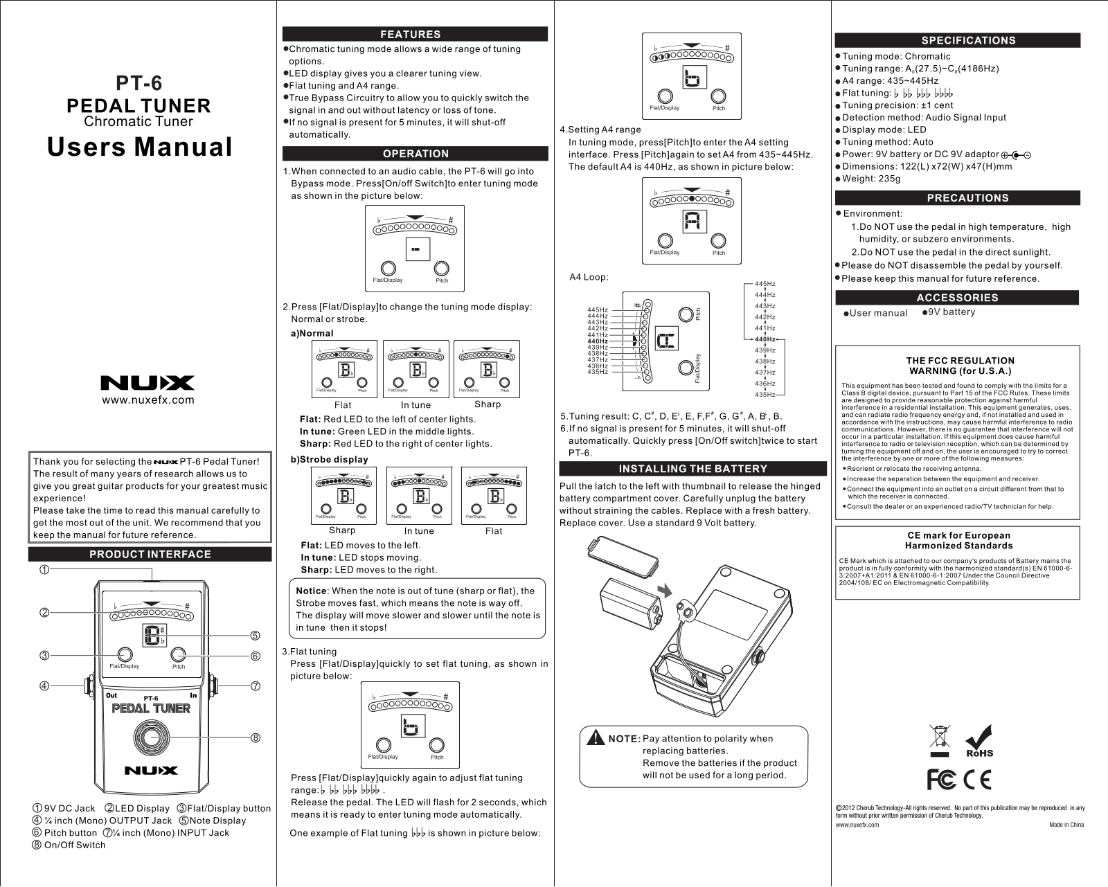 Nux PT-6 Users manual