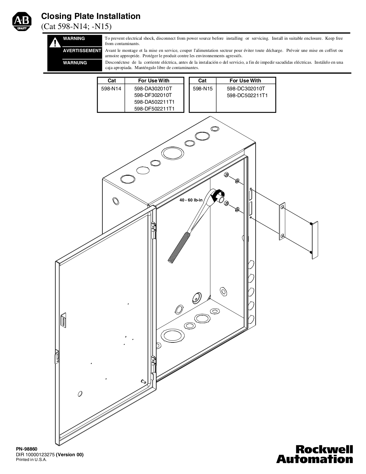 Rockwell Automation 598-N14598-N15 User Manual