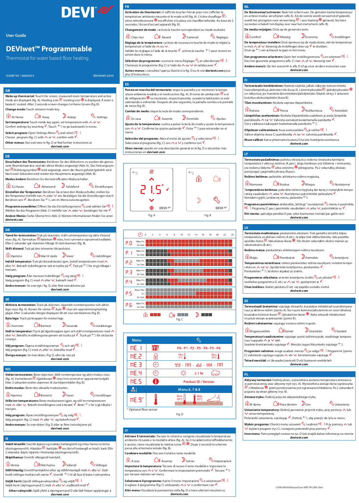 Danfoss DEVIwet Programmable User guide