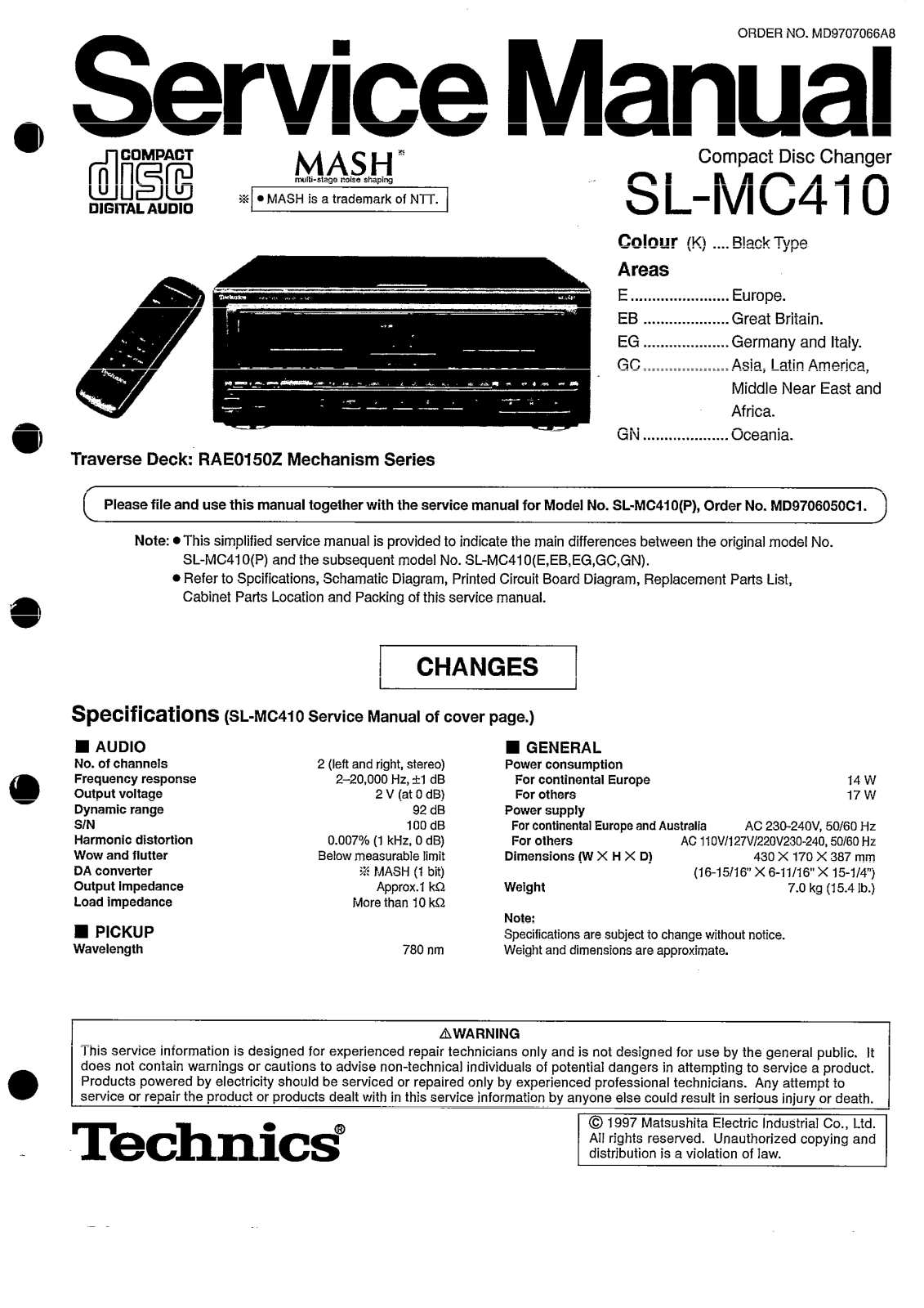 Panasonic SLMC-410, SLMC-410 Service manual